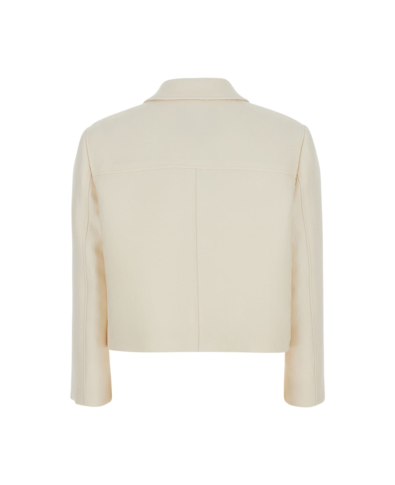 Gucci White Jacket With Notched Revers In Gg Canvas Woman - White