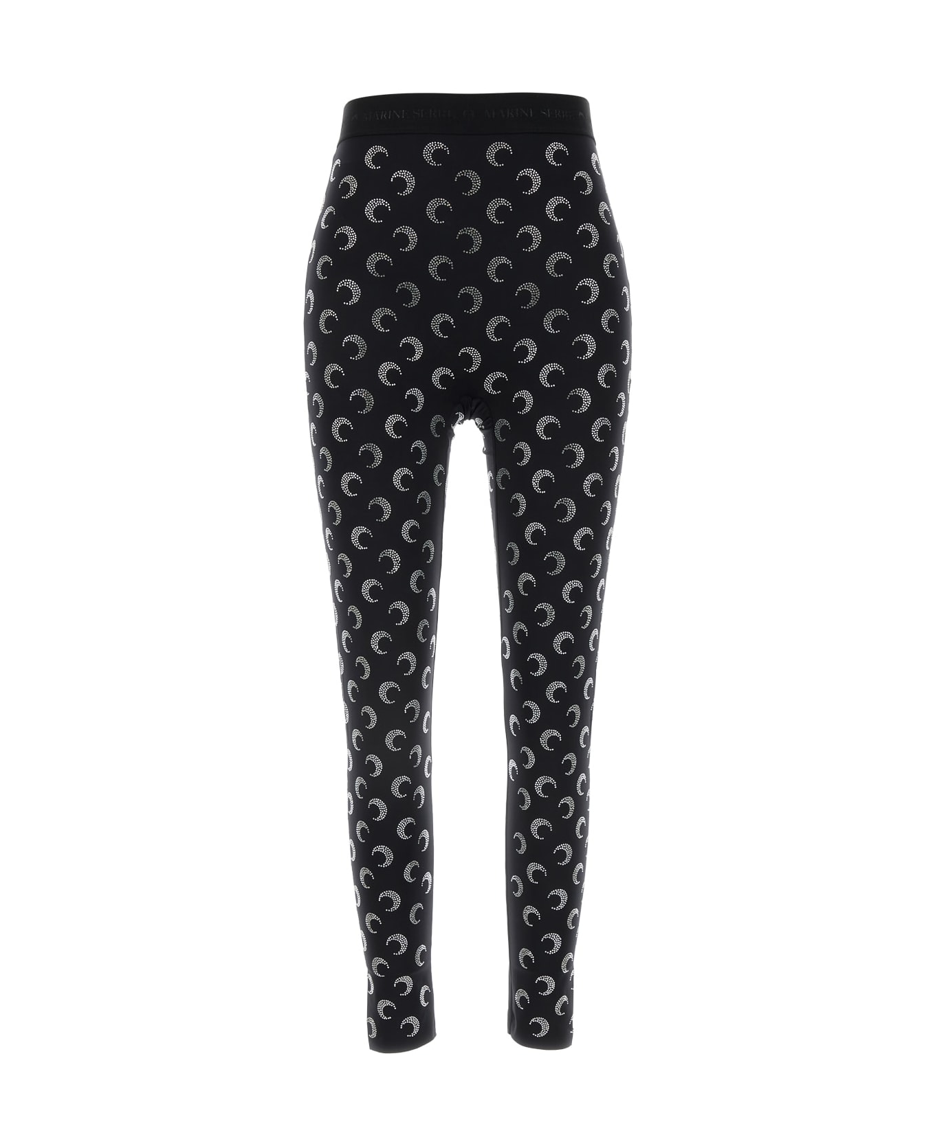 Marine Serre Moon Rhinestoned Jersey Stirrup Leggings - BLACKSTRASS