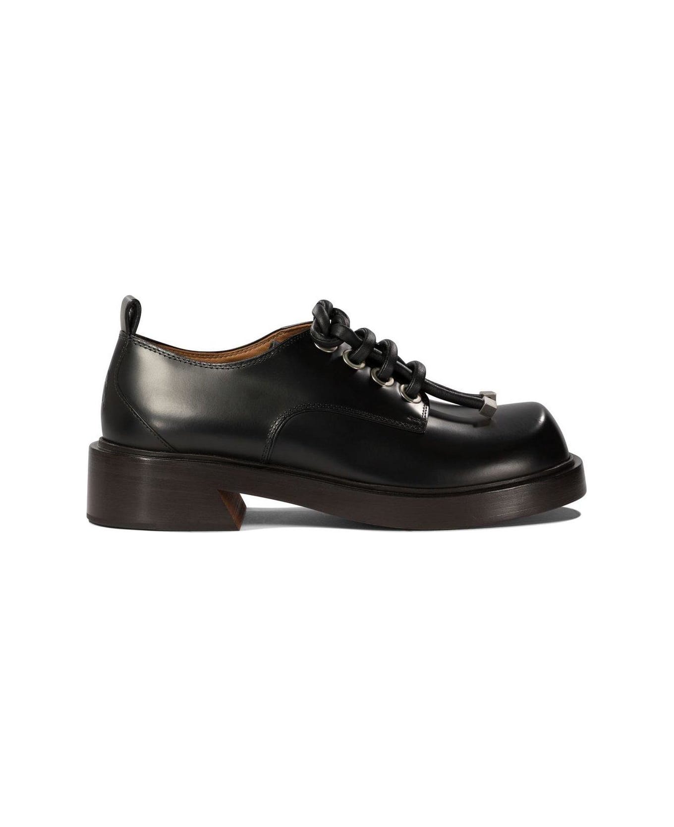 Alexander McQueen Round-toe Lace-up Derby Shoes - BLACK