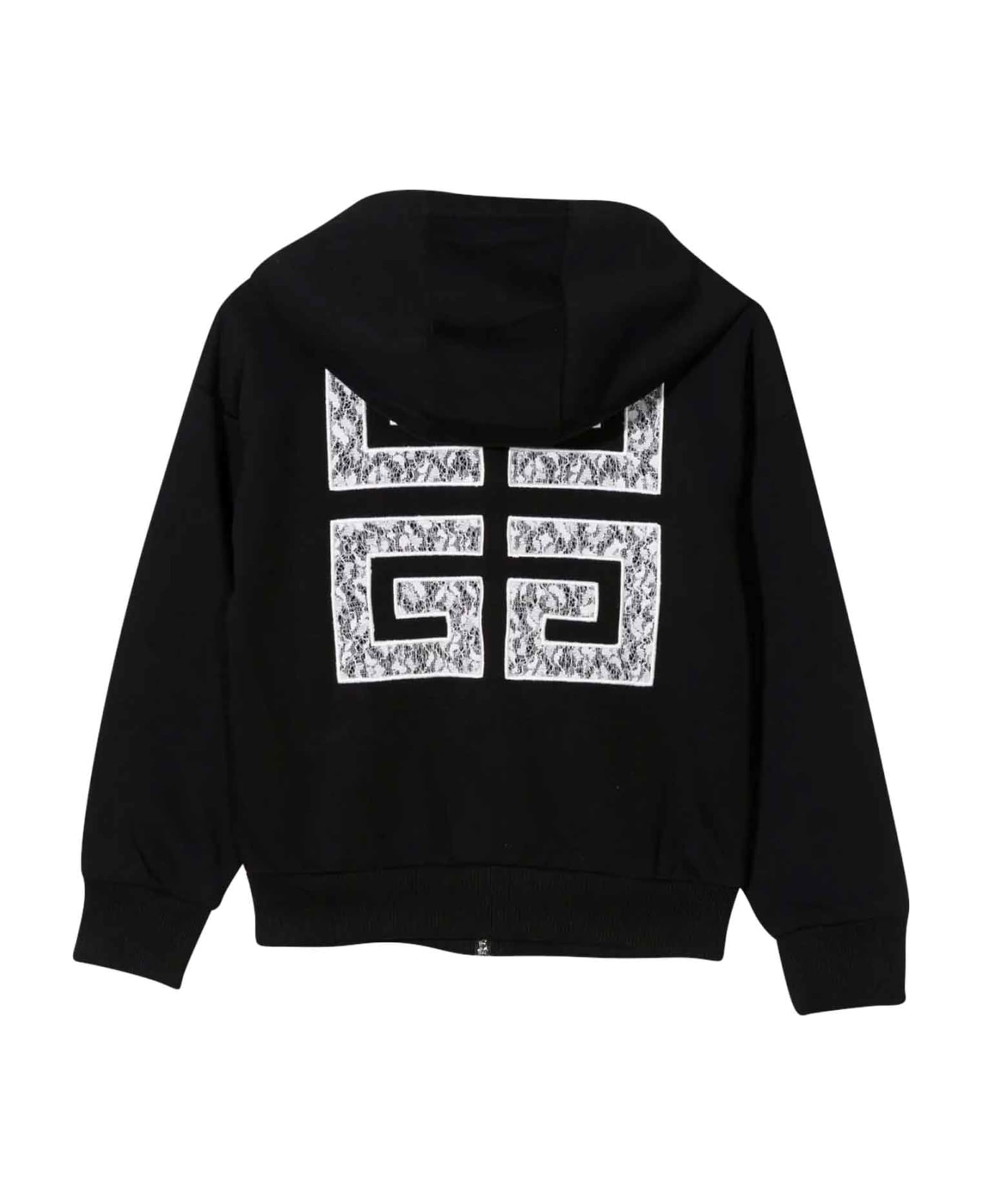 Givenchy Black Sweatshirt With Print , Zip And Hood