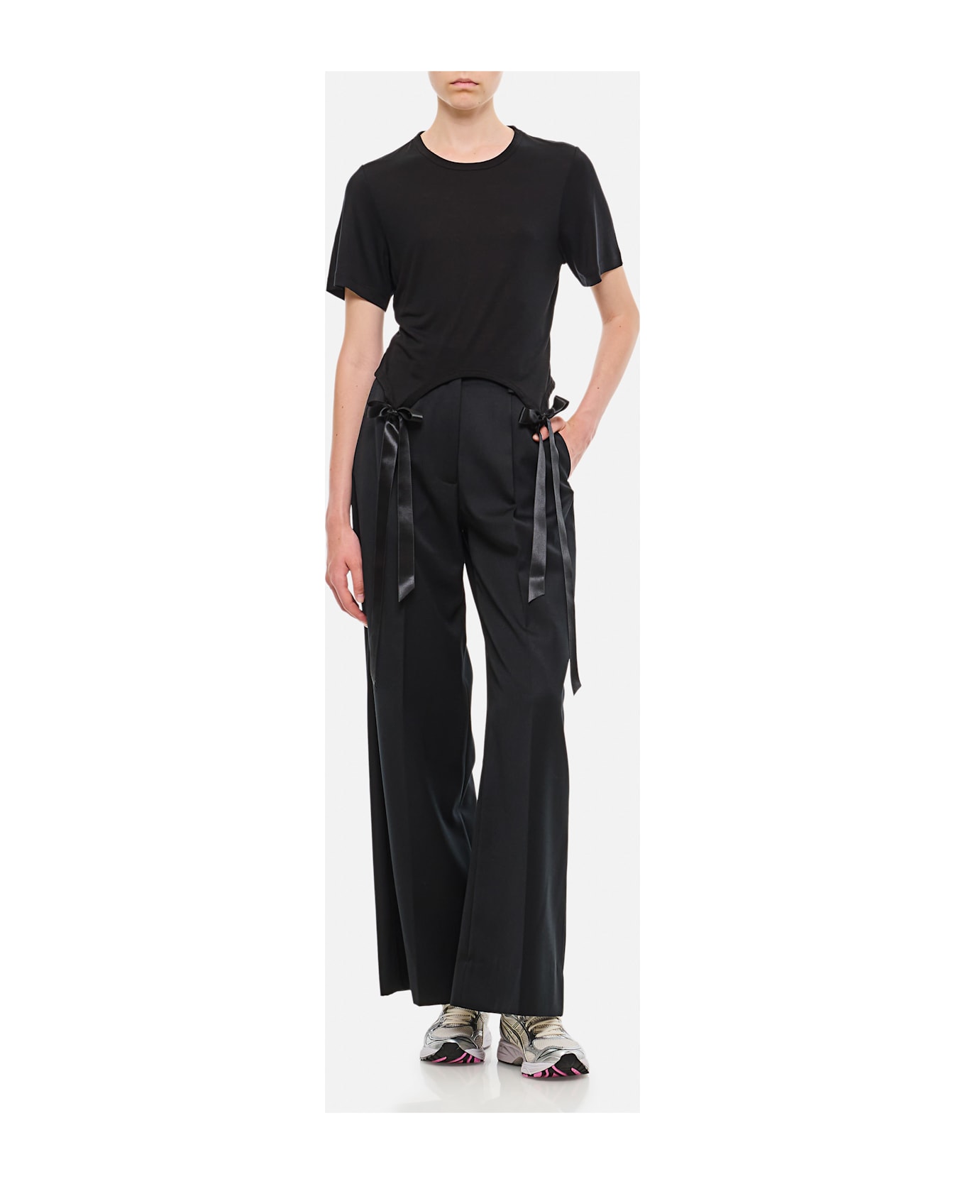 Simone Rocha Easy T-shirt W/ Bow Tails - Black