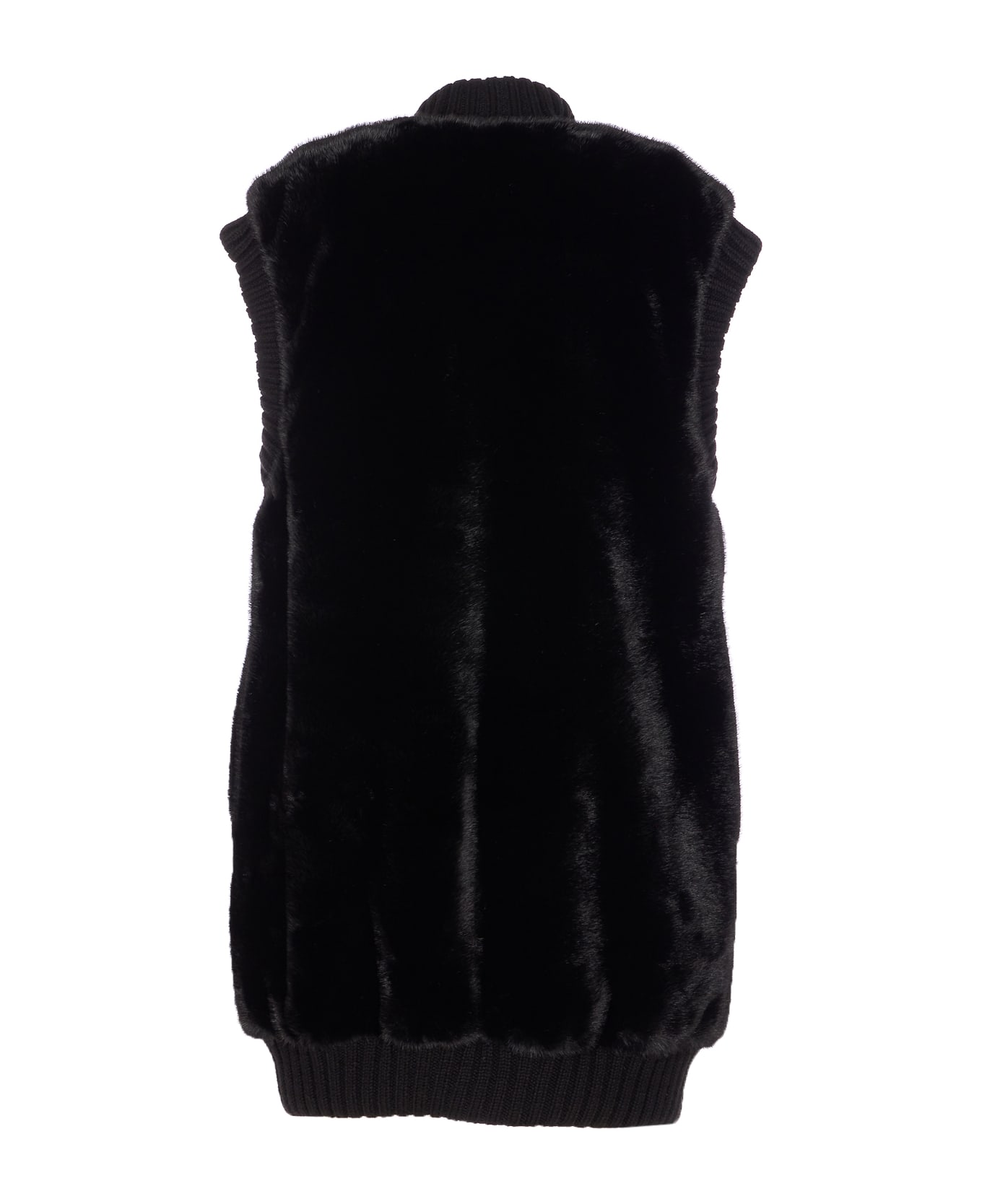 Pinko Genovese Faux Fur Vest - Black