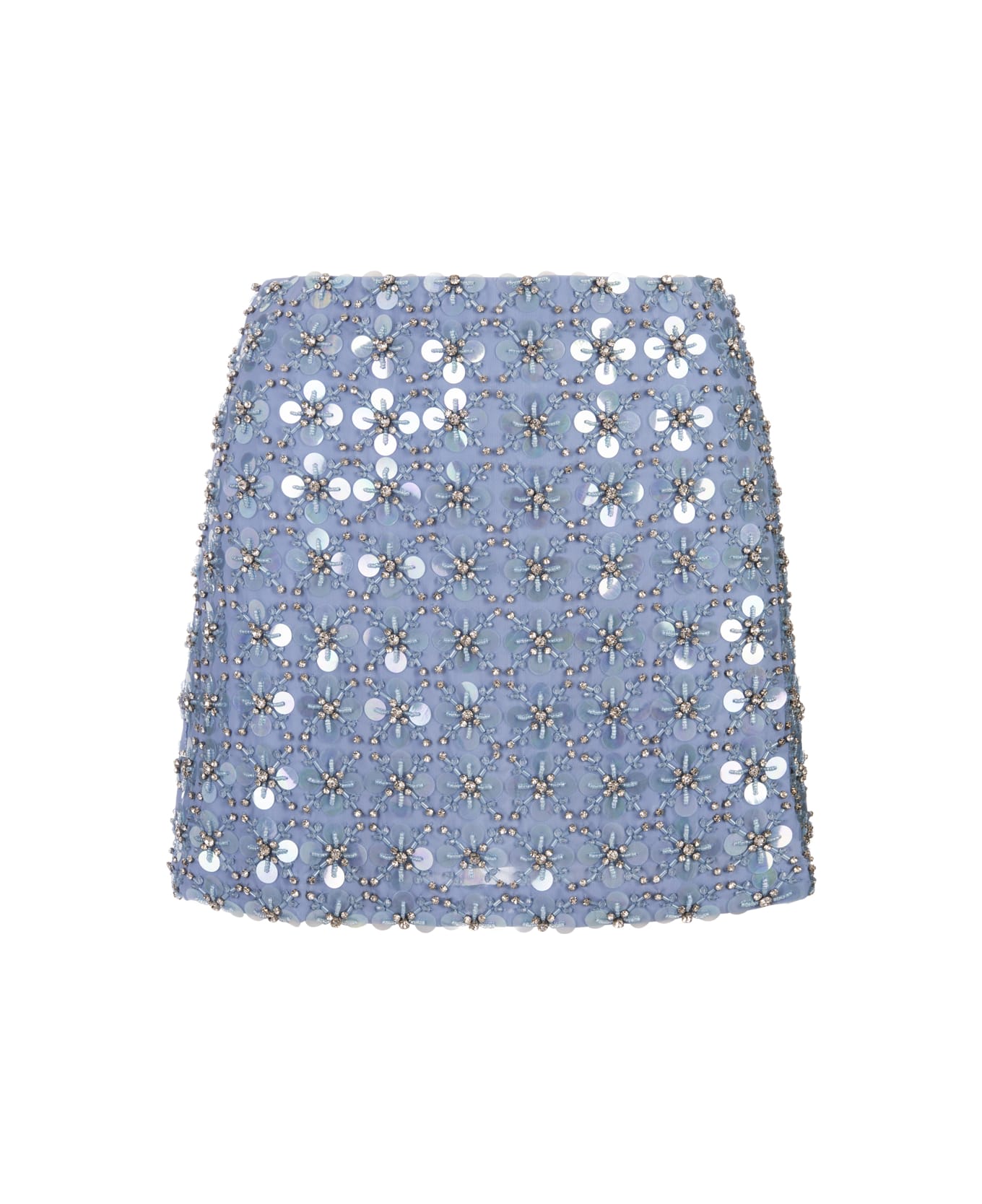 Parosh Light Blue Full Sequins Ginny Mini Skirt - Blue