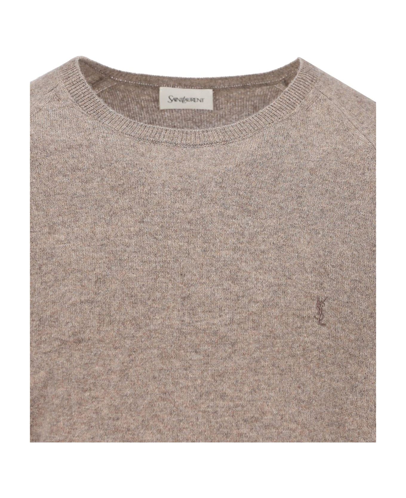 Saint Laurent Cassandre Crewneck Jumper - Taupe