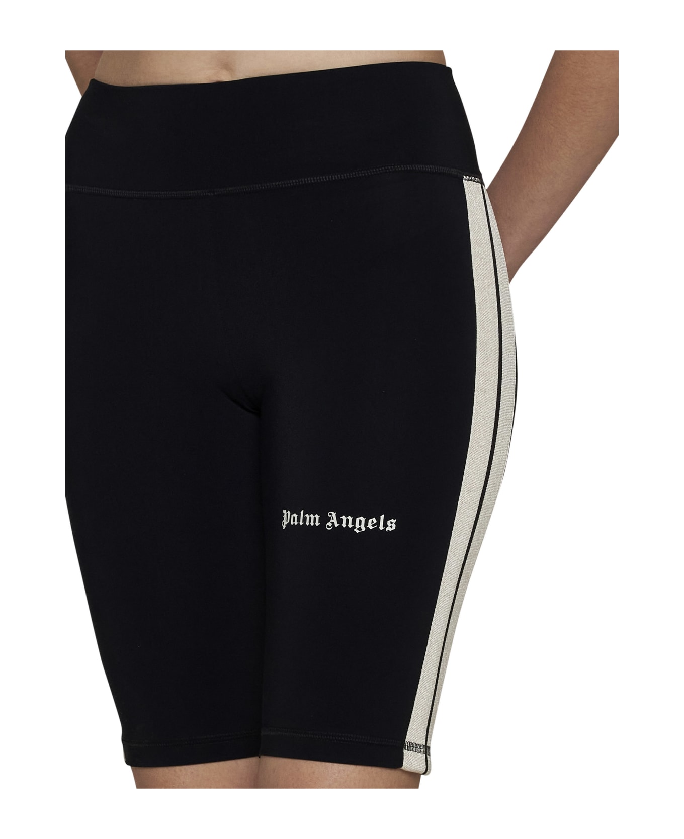 Palm Angels 'track' Cycling Bermuda Shorts - Black off white