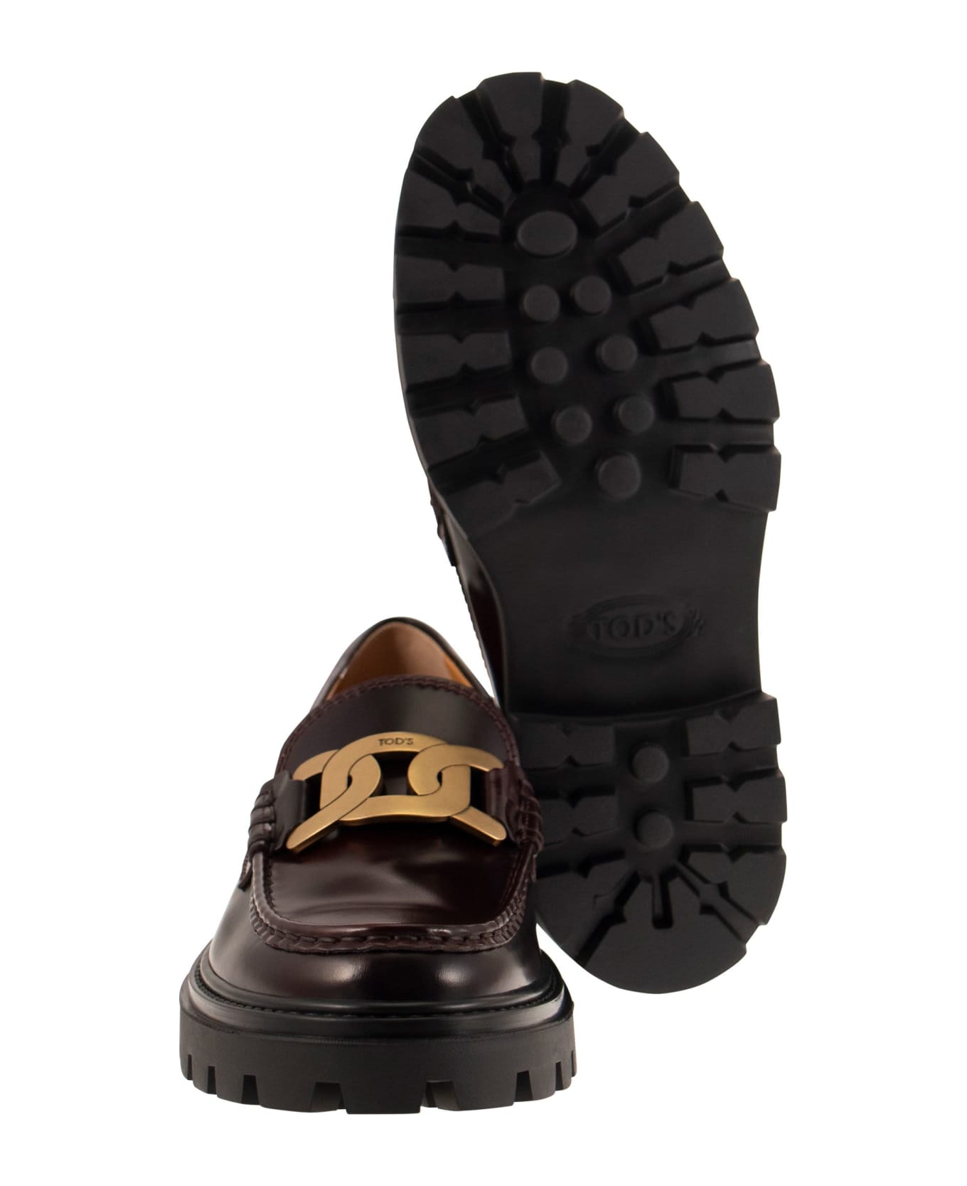 Tod's Moccasin With Chain - Bordeaux