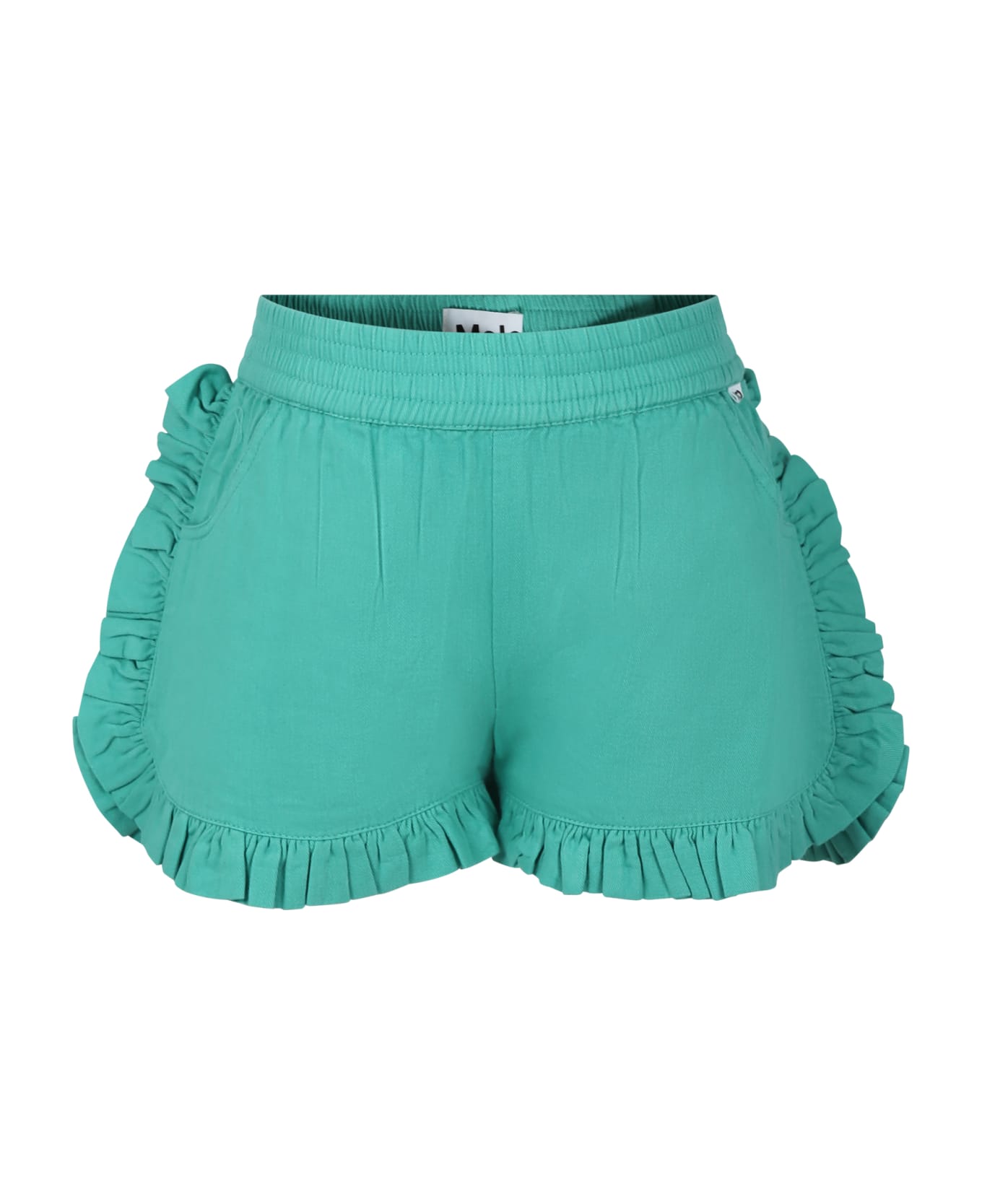 Molo Green Sports Shorts For Girl - Green ボトムス