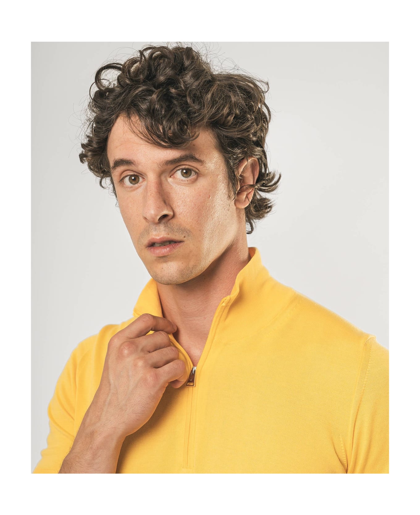 Larusmiani Paul T-shirt With Zip Sweater - Yellow