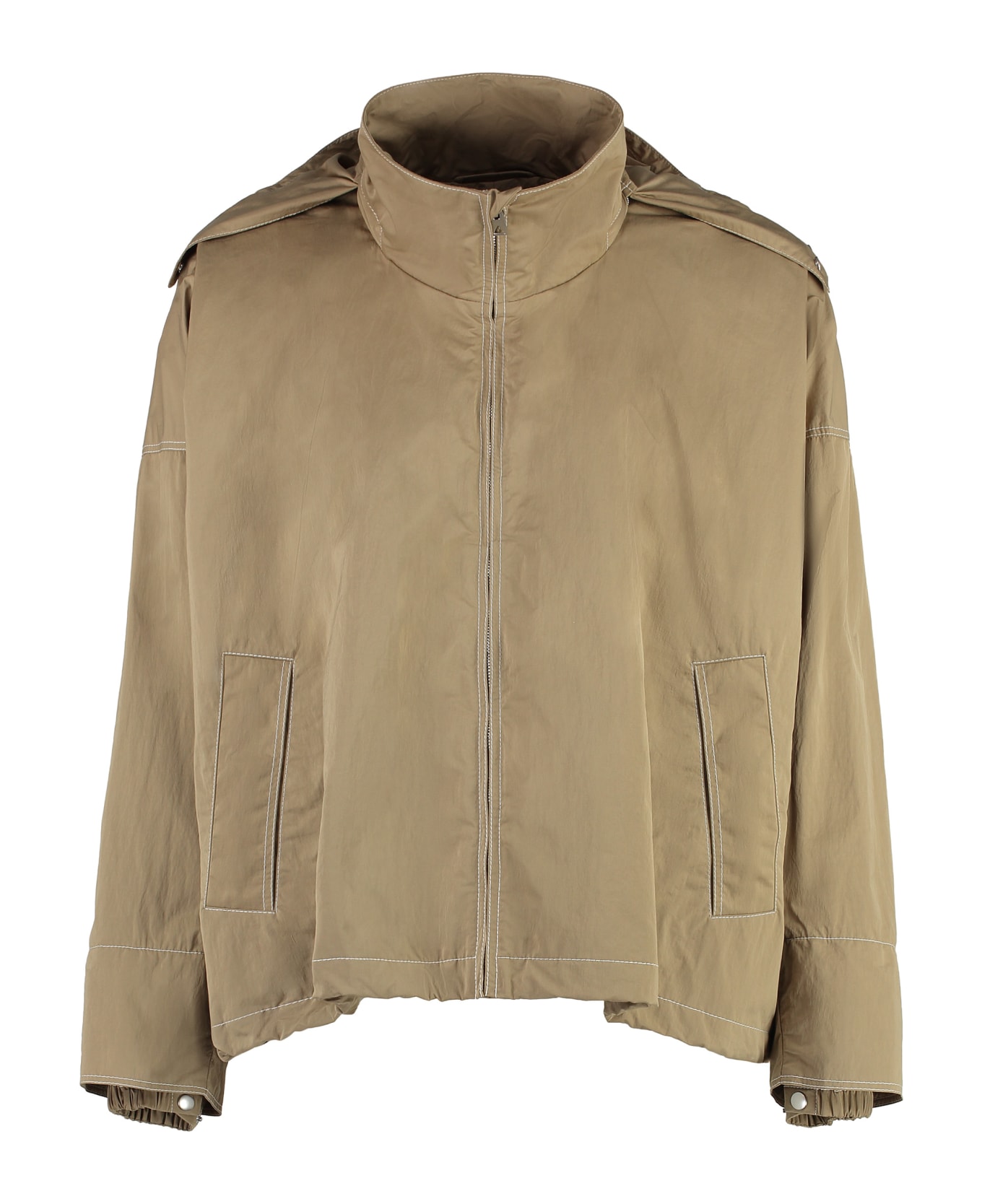 Bottega Veneta Technical Fabric Hooded Jacket - Beige レインコート