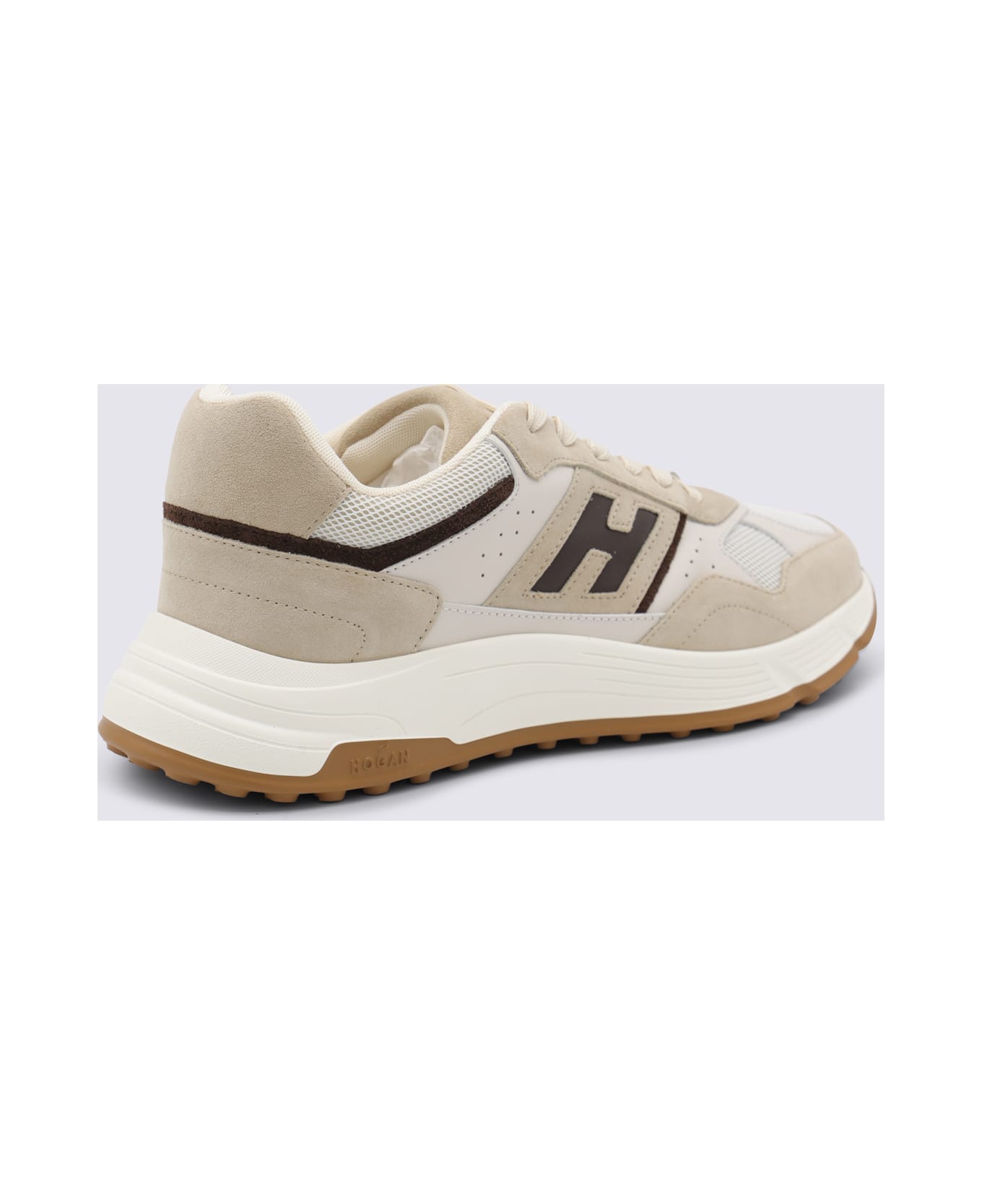 Hogan Beige And Brown Sneakers - Red