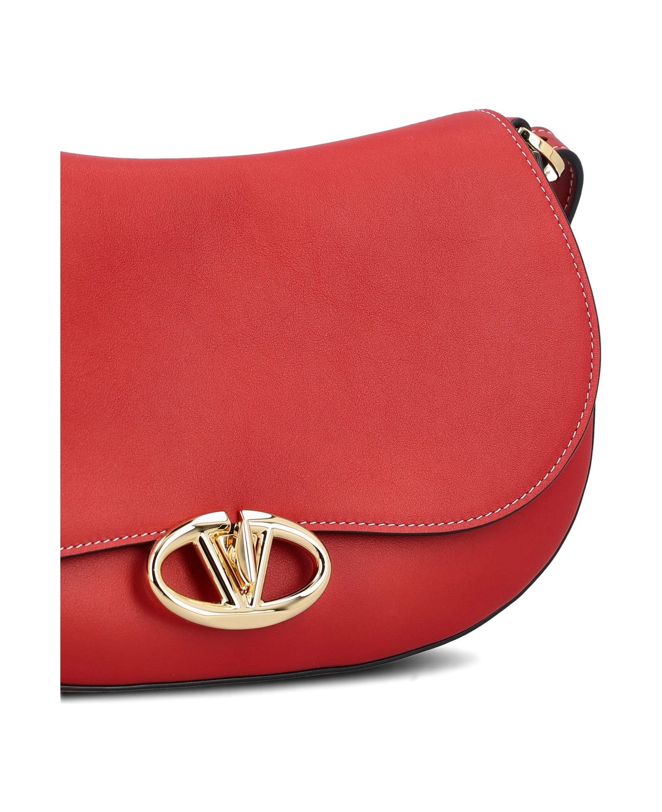 Valentino Garavani Ohval Foldover Top Small Shoulder Bag - Red