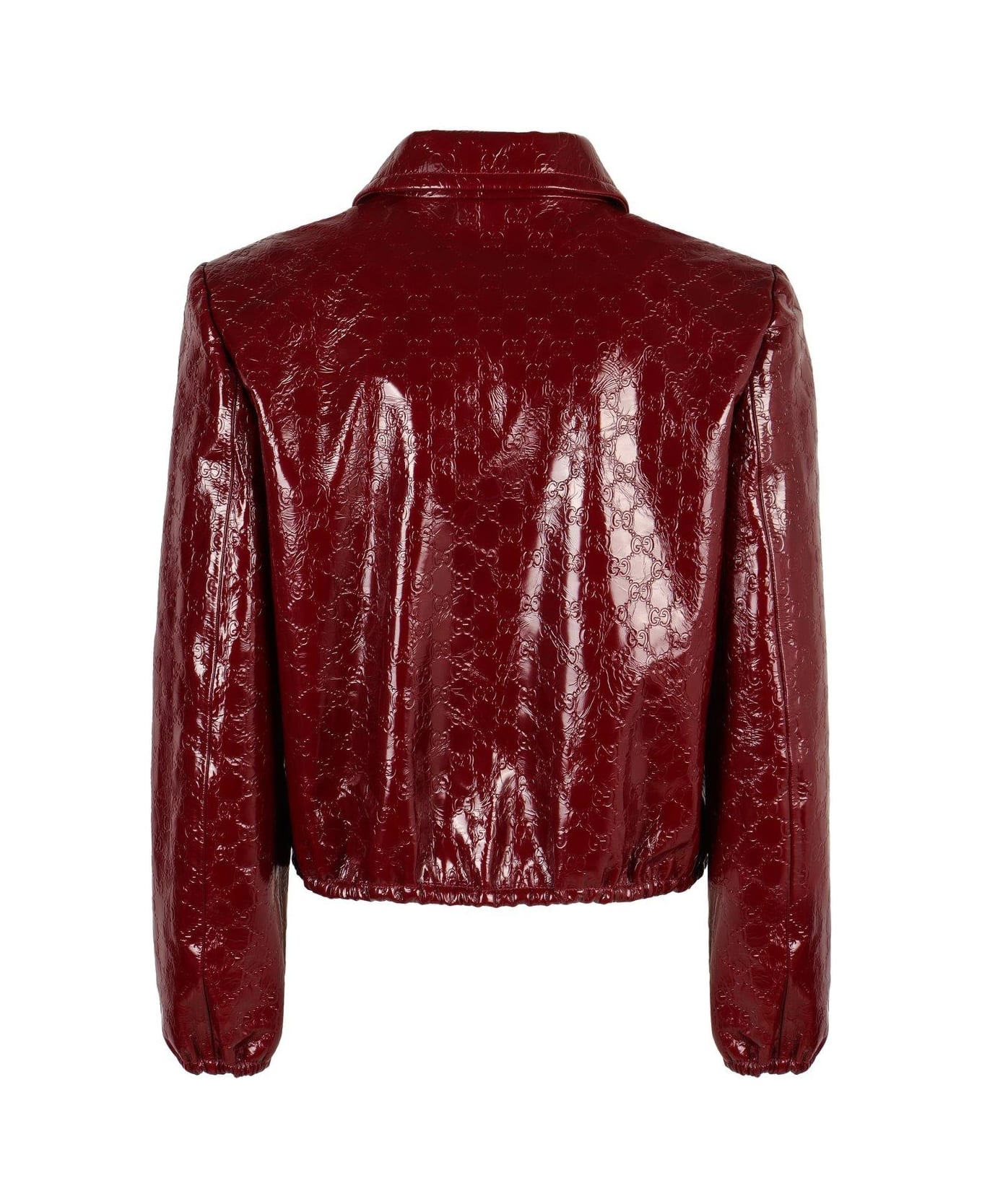 Gucci Gg Embossed Leather Bomber Jacket - Red ジャケット