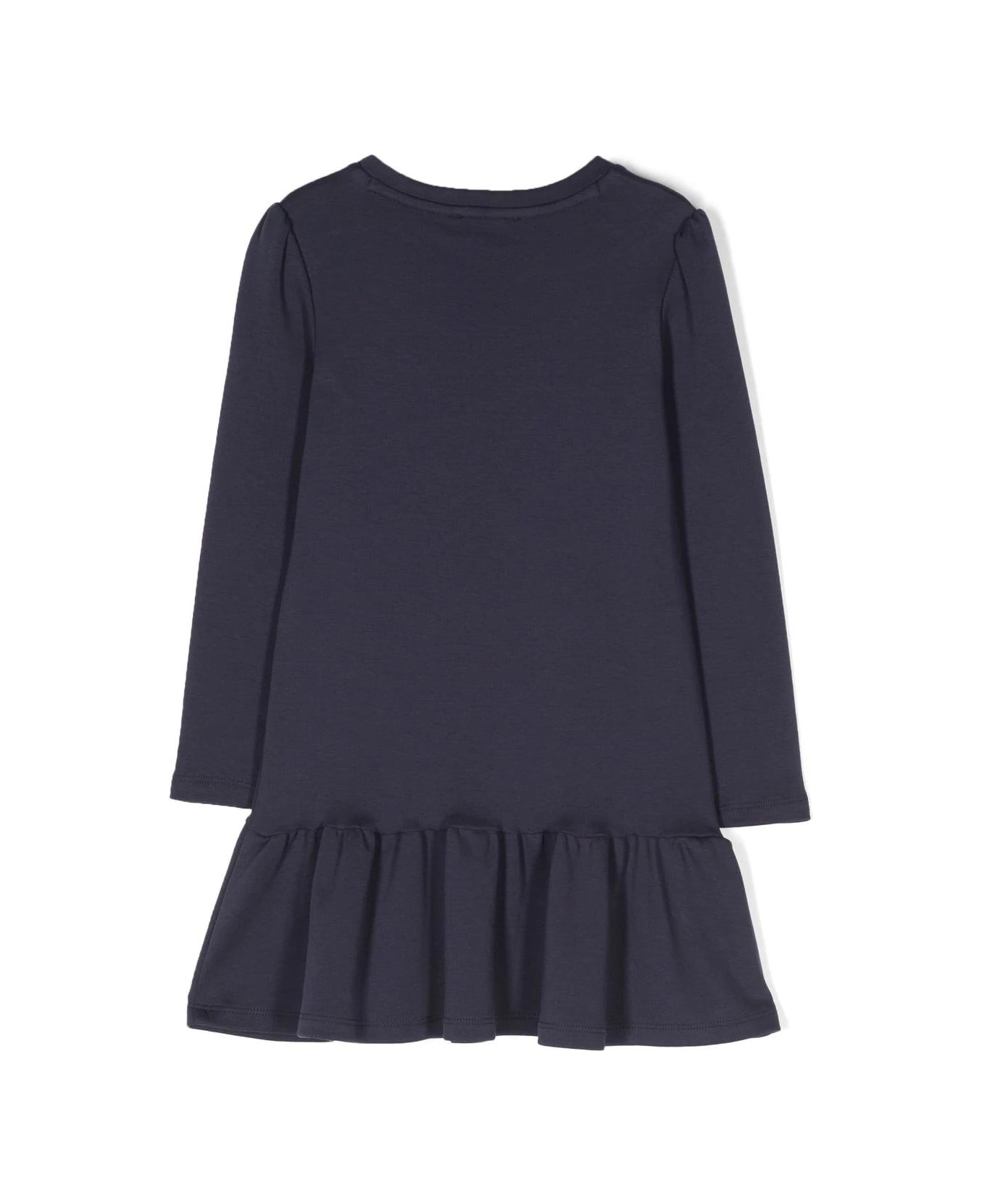 Little Marc Jacobs Marc Jacobs Abito Blu Navy In Jersey Di Cotone Bambina - Blu ワンピース＆ドレス