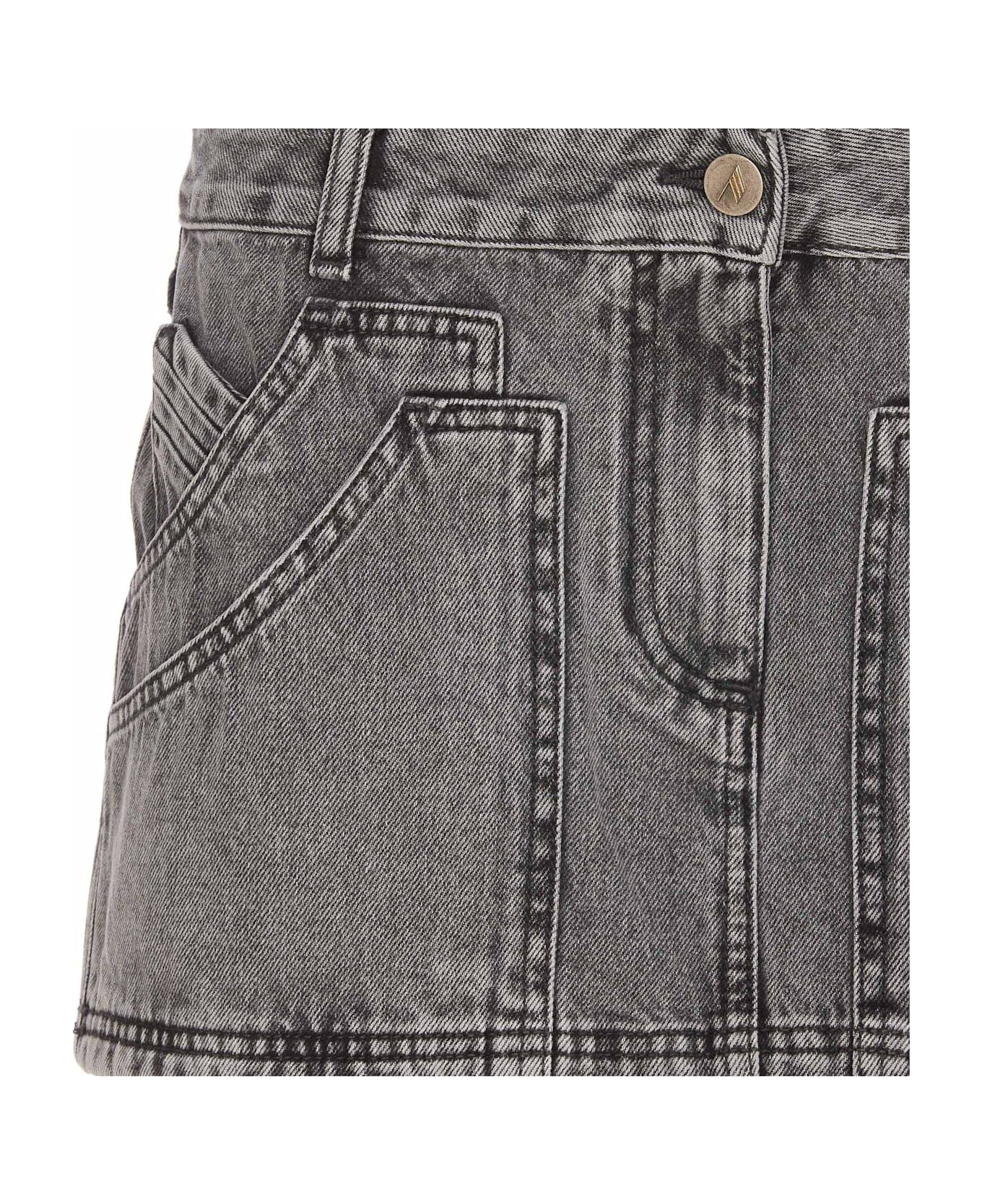 The Attico Denim Mini Skirt - BLACK