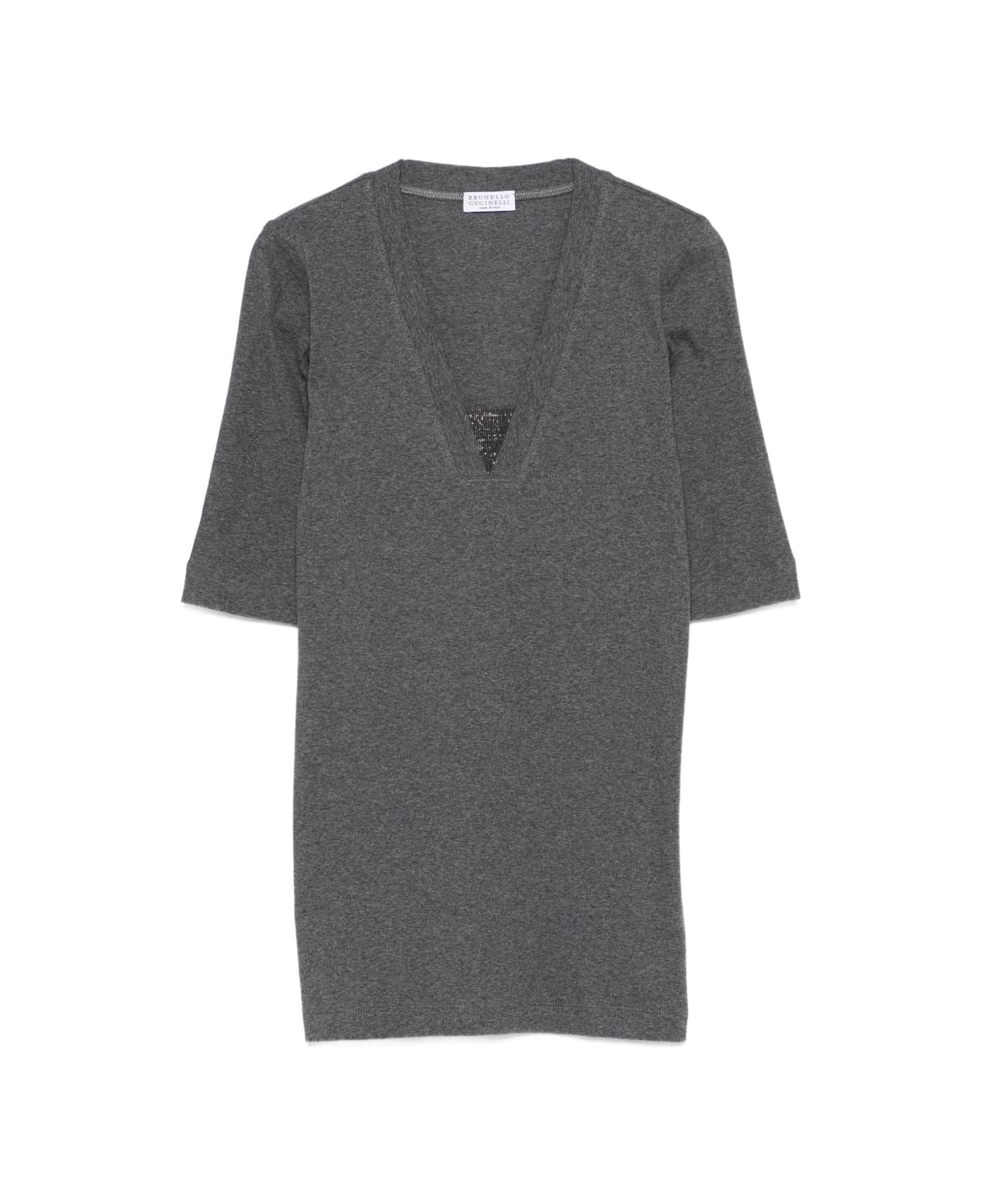 Brunello Cucinelli Cotton V-necked Sweater - Grey