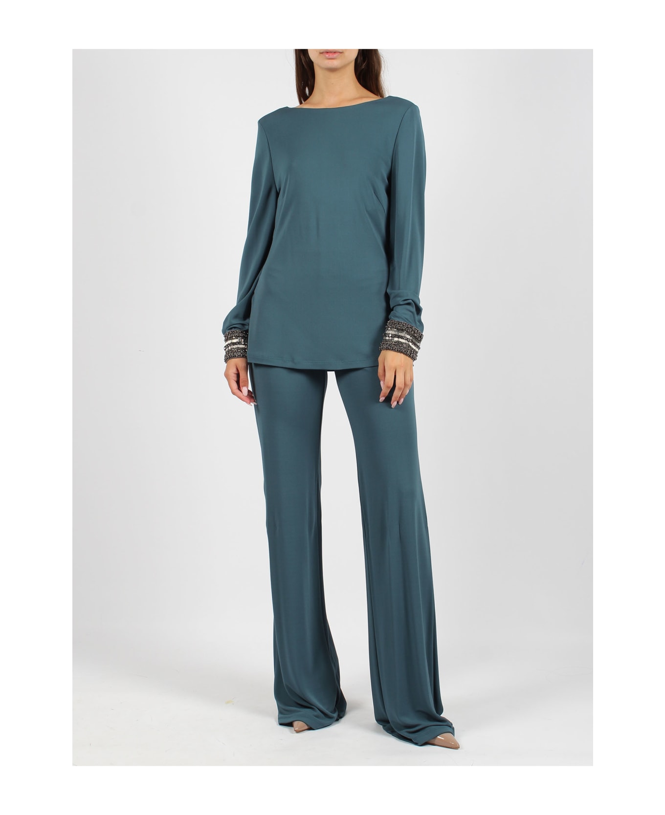 Alberta Ferretti Jersey Trousers - Blue