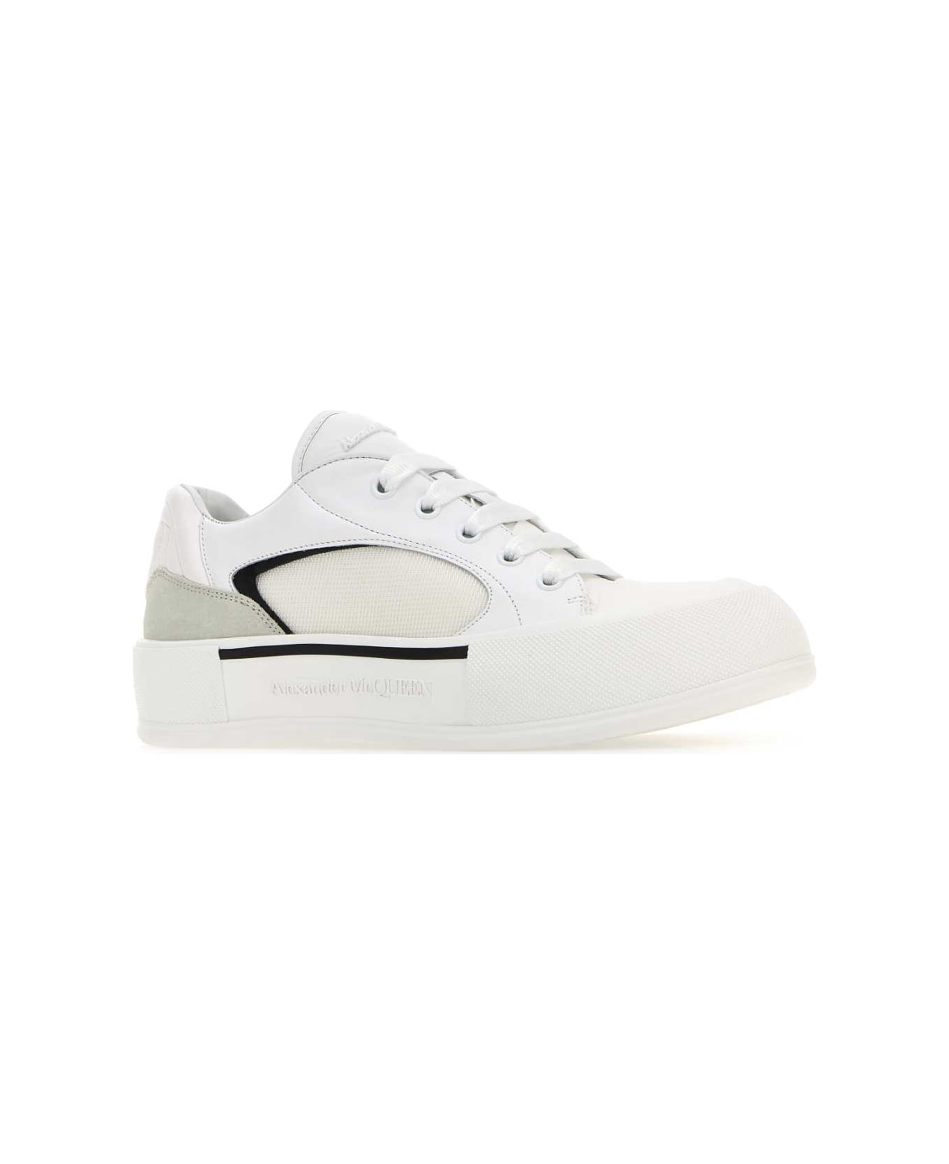 Alexander McQueen White Canvas And Leather Plimsoll Sneakers - WHITEBLACK