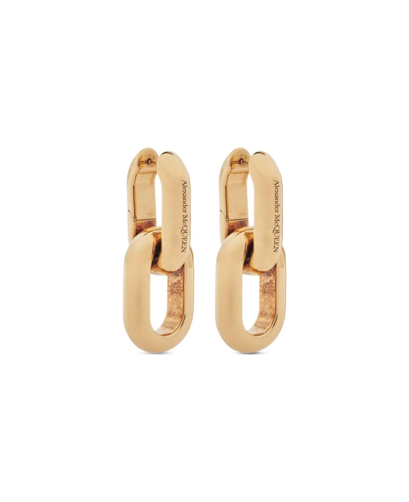 Alexander McQueen Peak Chain Logo Engraved Earrings - Gold イヤリング