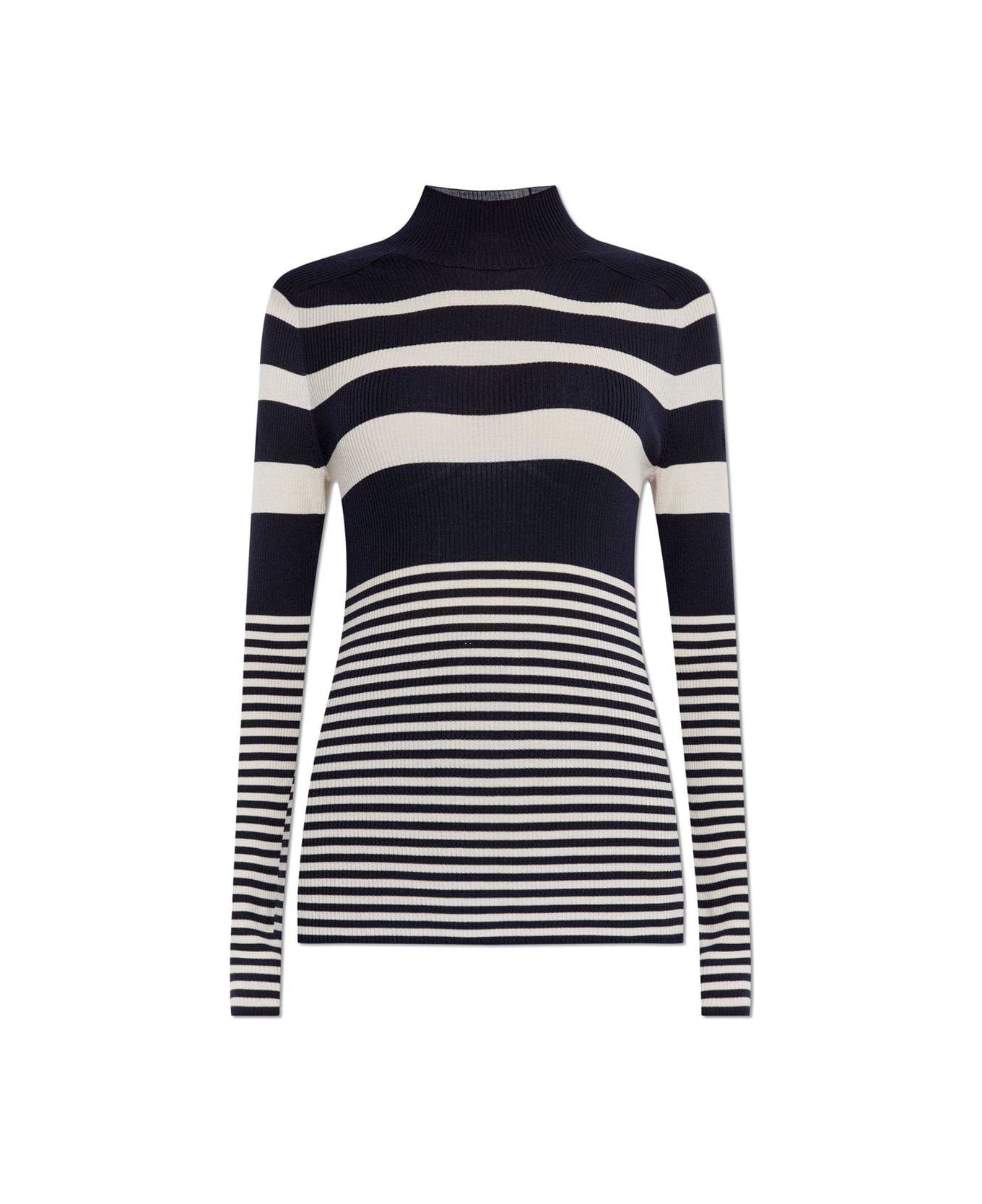 Moncler Turtleneck Striped Knit Jumper - Blu