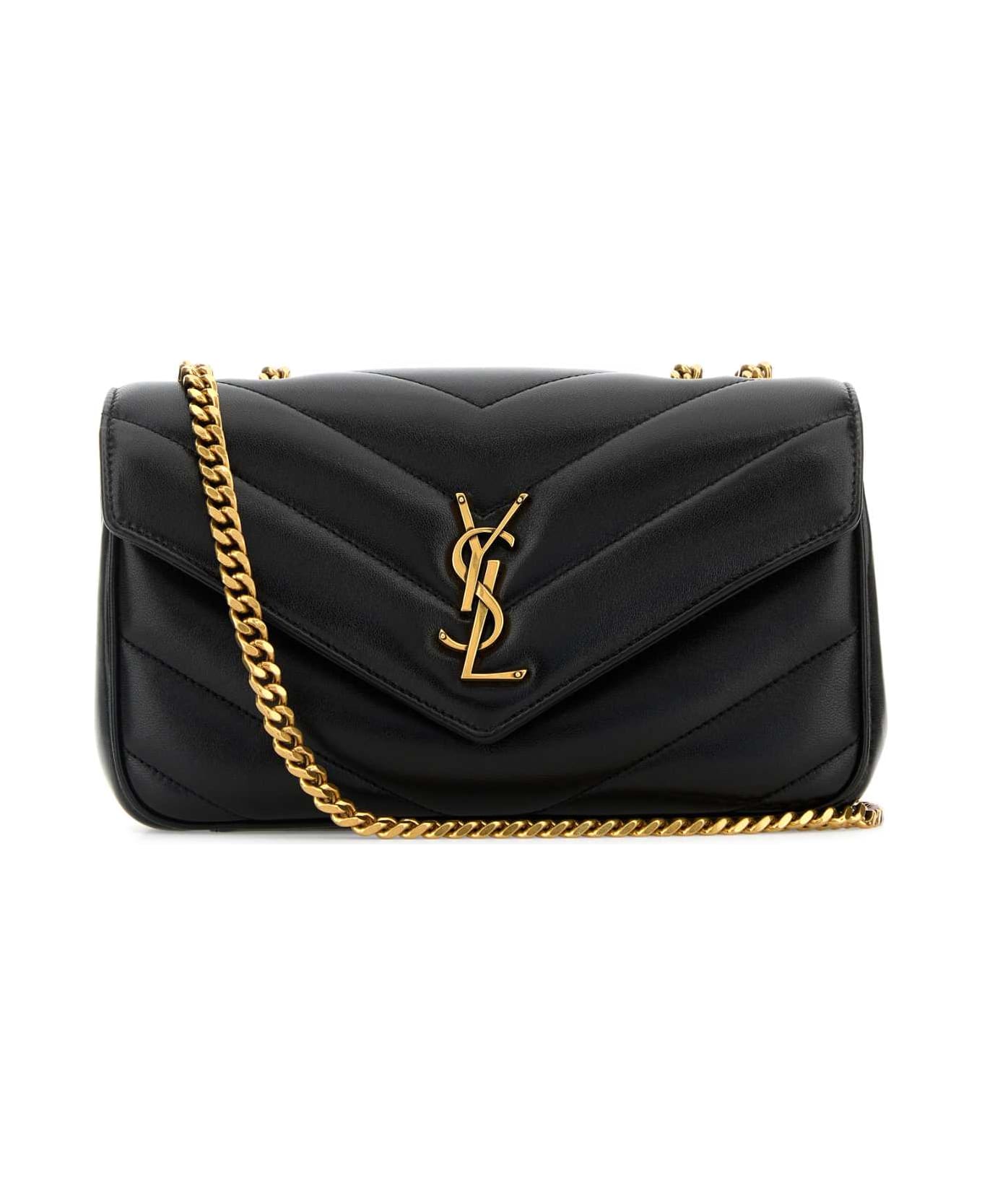 Saint Laurent Black Leather Small Loulou Shoulder Bag - NERO