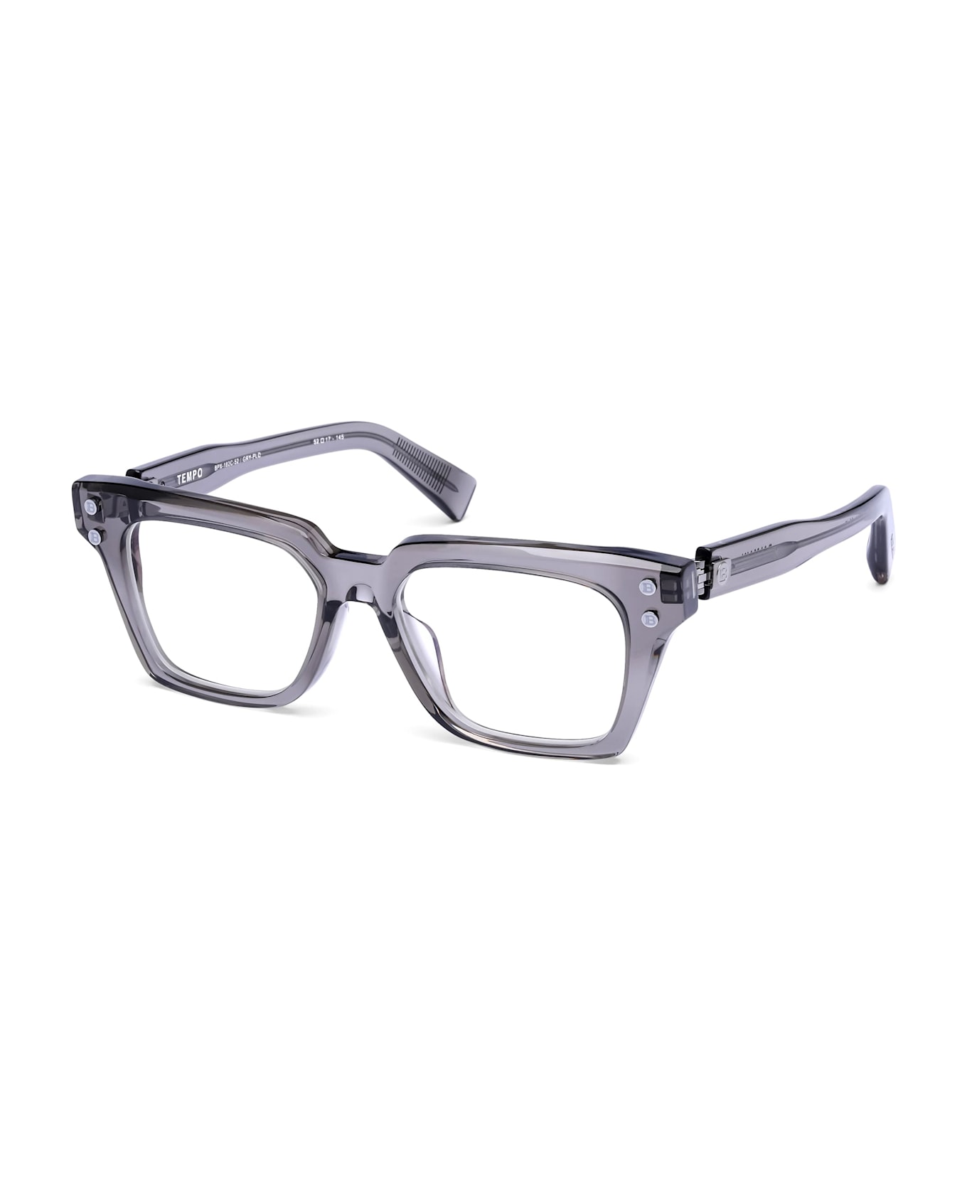 Balmain Tempo - Crystal Grey / Shiny Black Rhodium Rx Glasses - grey/black