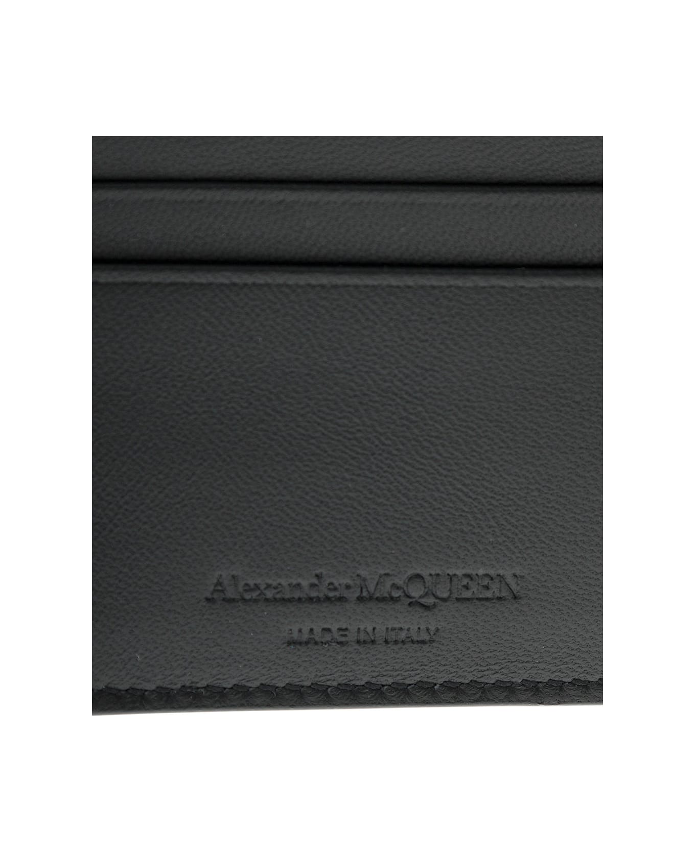 Alexander McQueen Bifold Black Leather Wallet With Logo - Black