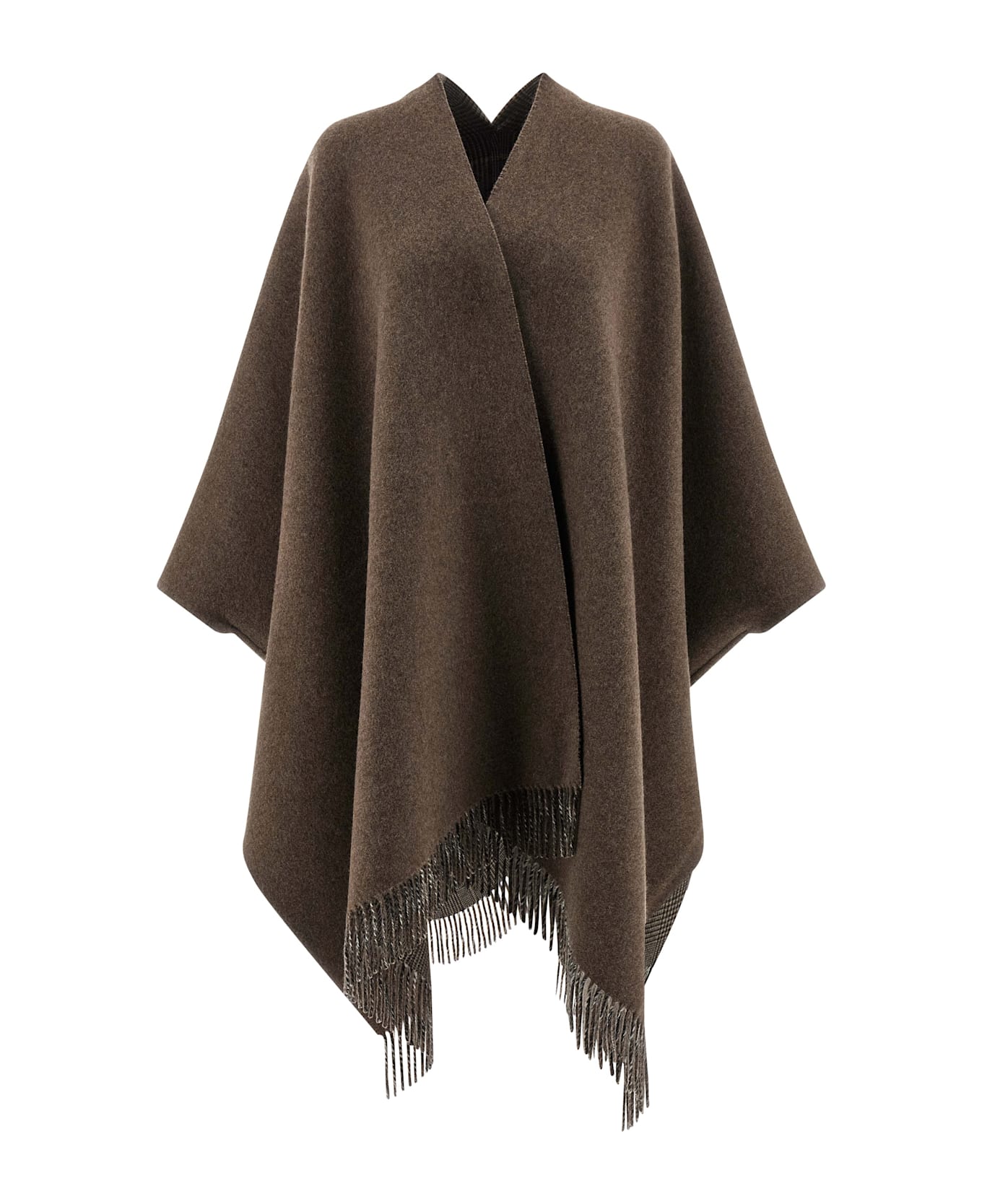 Brunello Cucinelli Cashmere Reversible Poncho - Brown