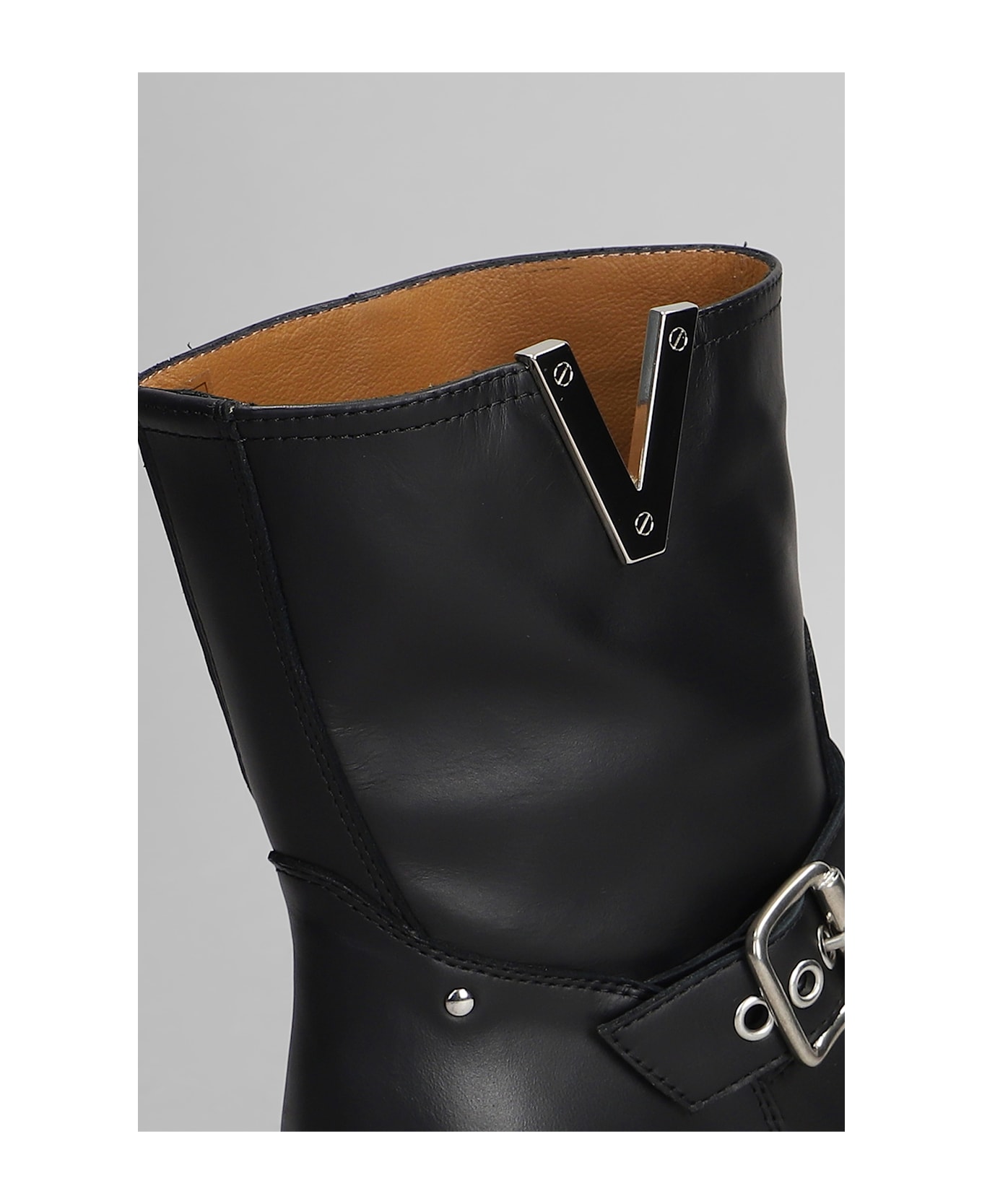 Via Roma 15 Low Heels Ankle Boots In Black Leather - black