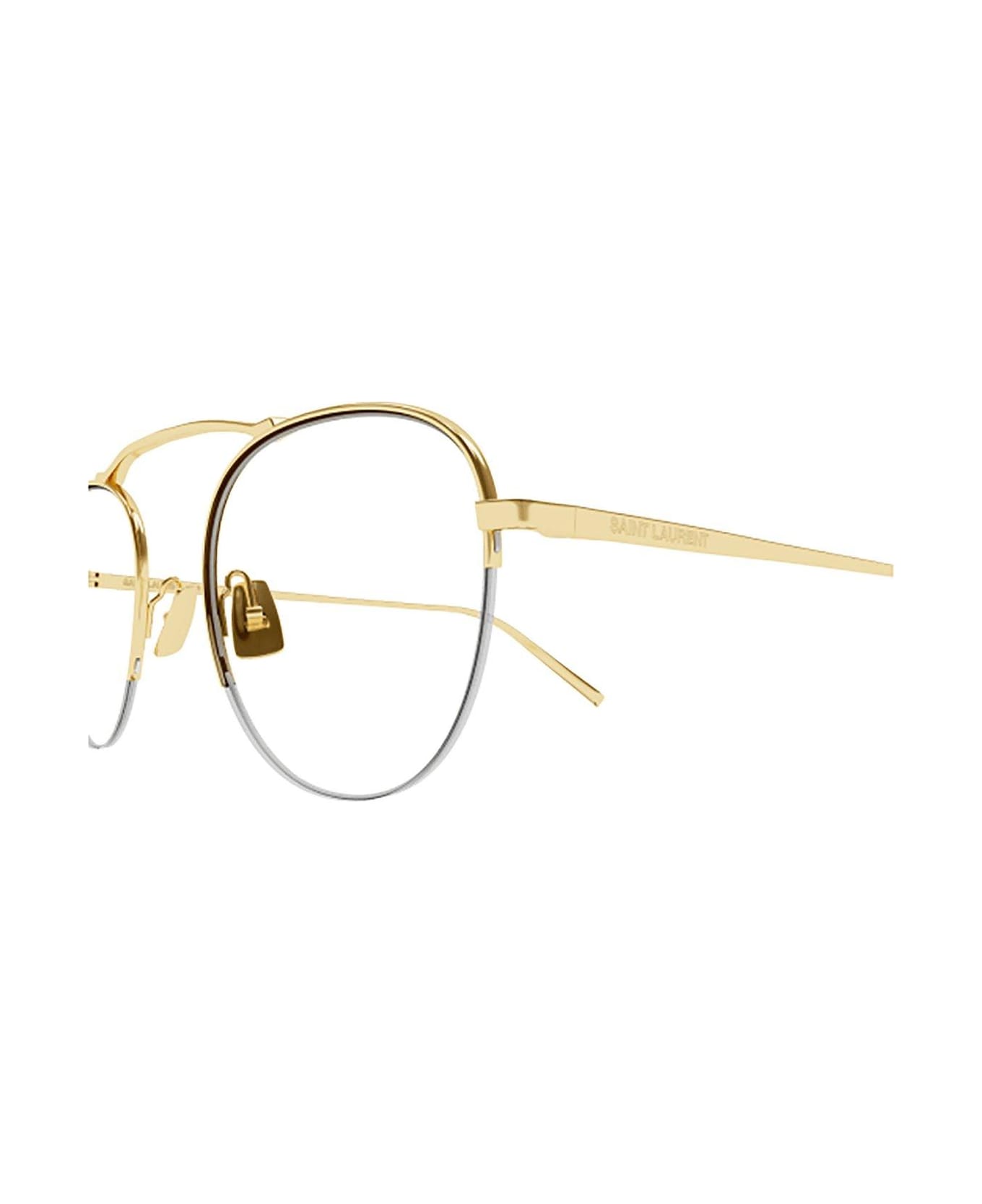 Saint Laurent Eyewear Round Frame Glasses - 002 gold gold transparent