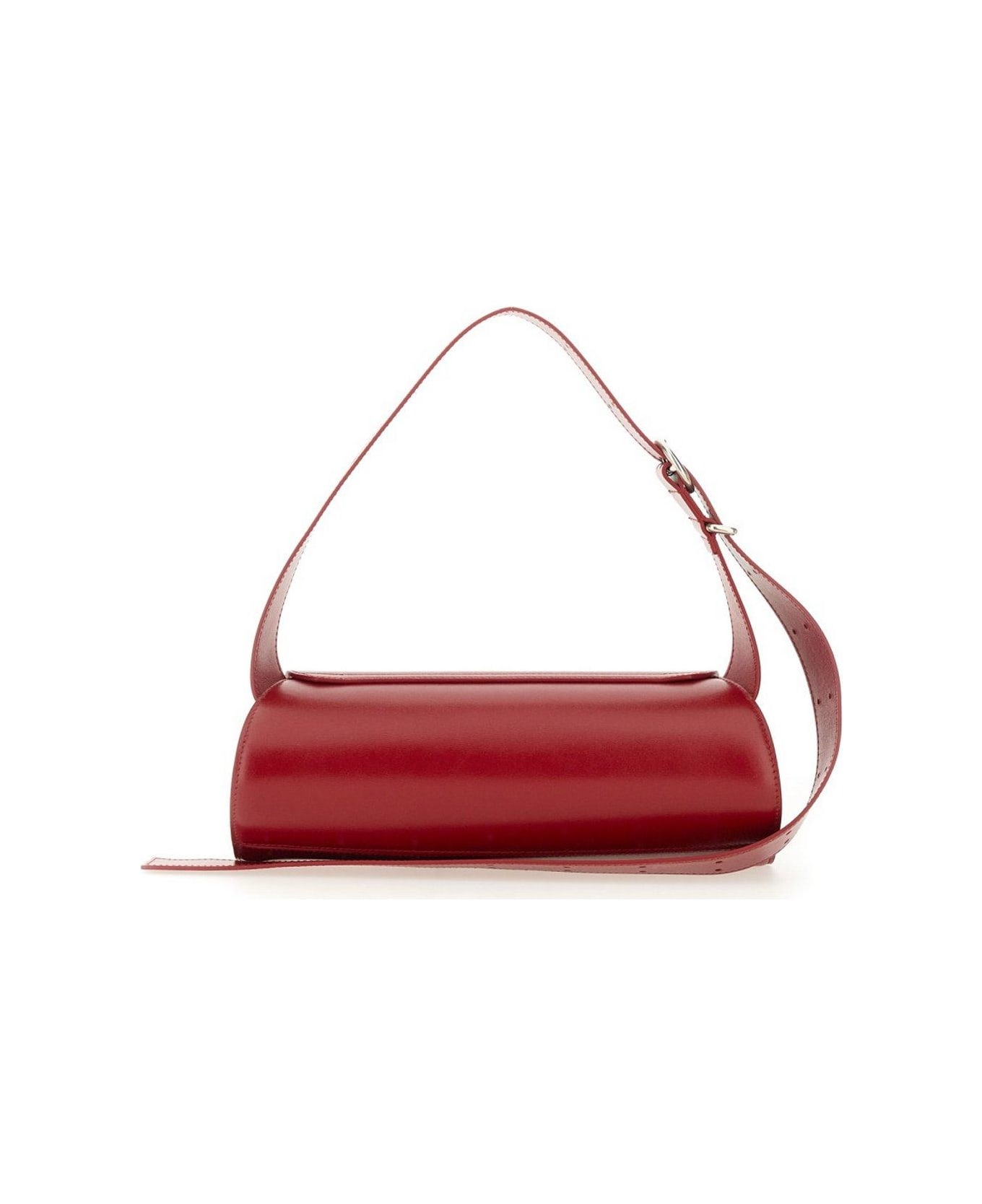 Jil Sander Cannolo Logo Embossed Small Tote Bag - RED