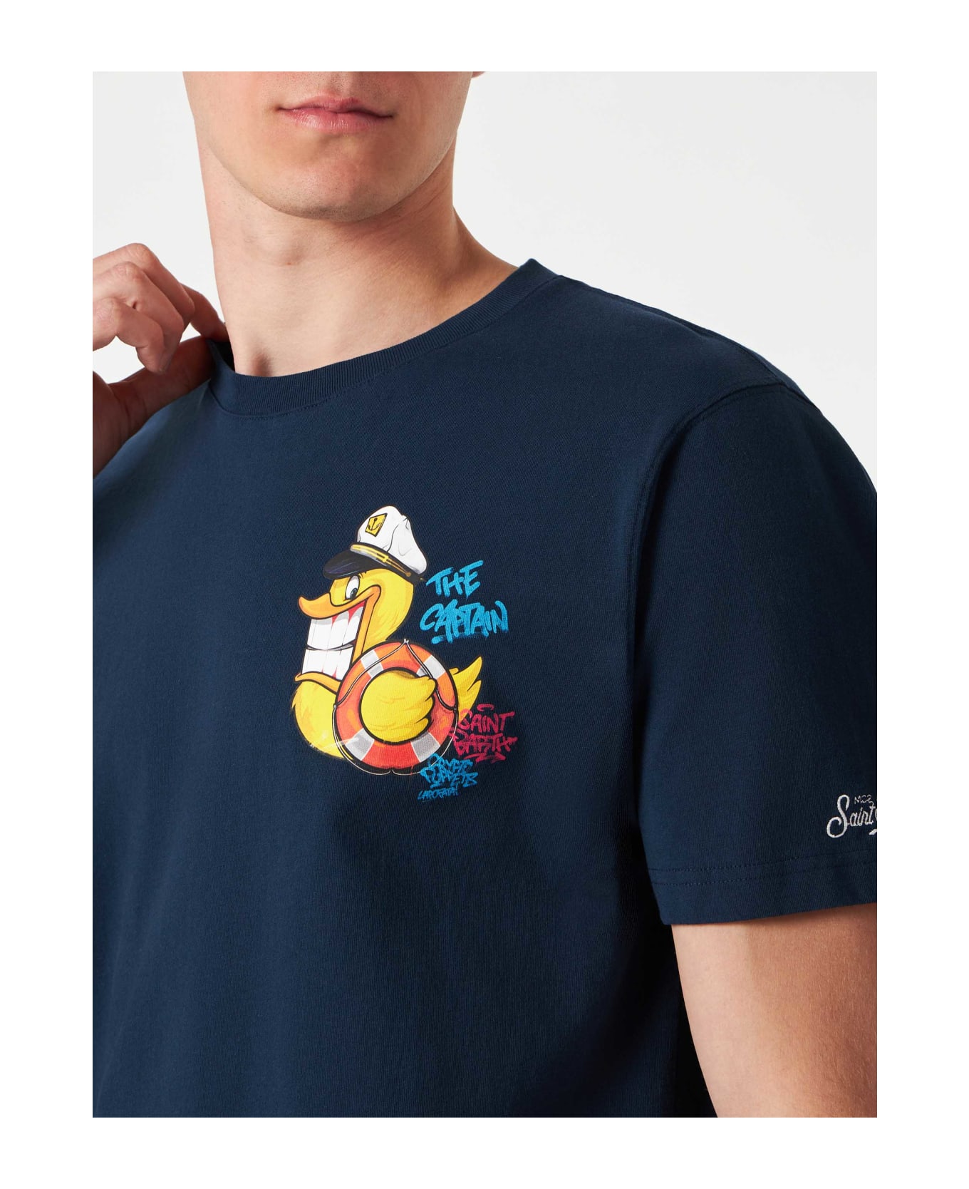 MC2 Saint Barth Man T-shirt With Captain Duck Print | Crypto Puppets® Special Edition - BLUE シャツ