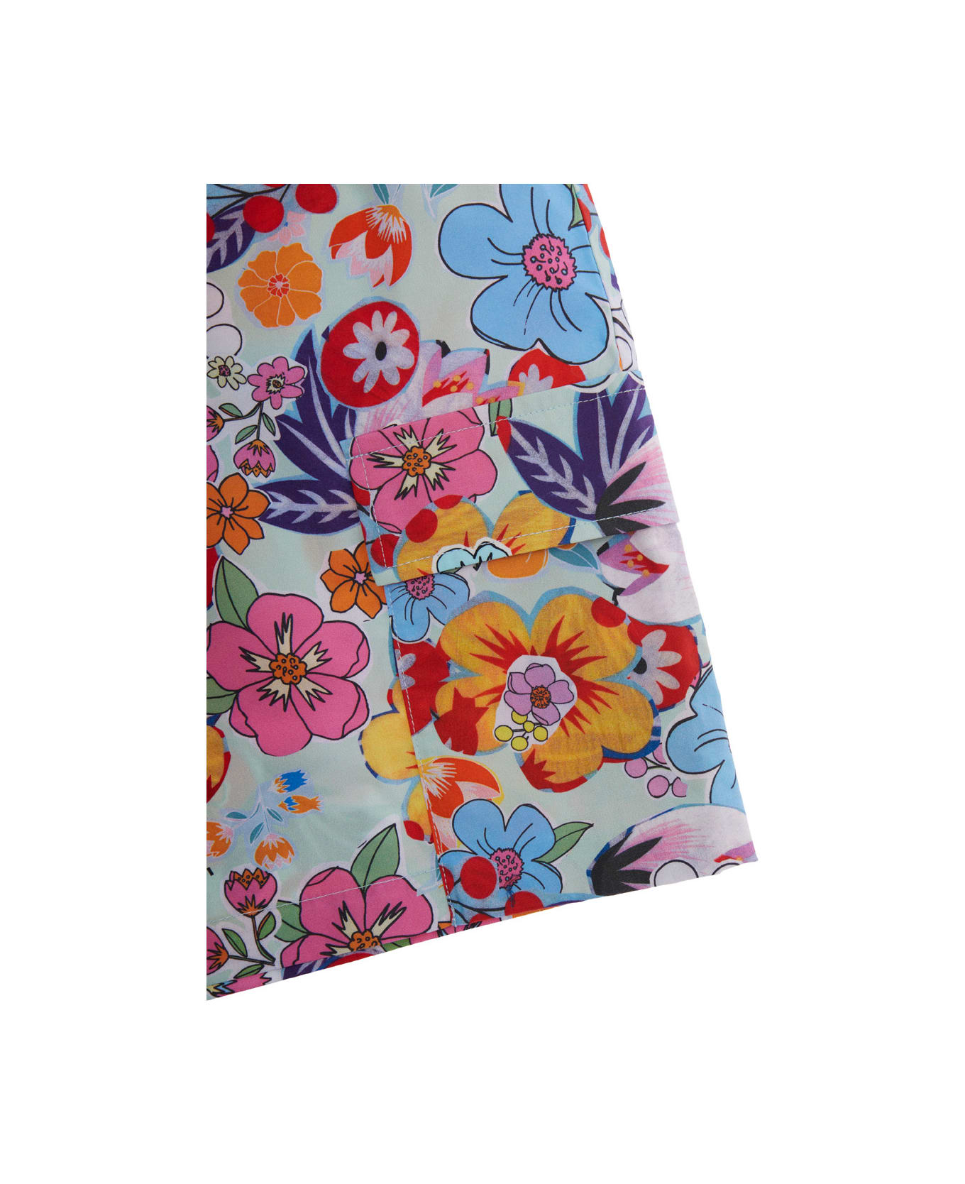 Marni Multicolor Shorts With All-over Floral Print In Cotton Girl - Multicolor