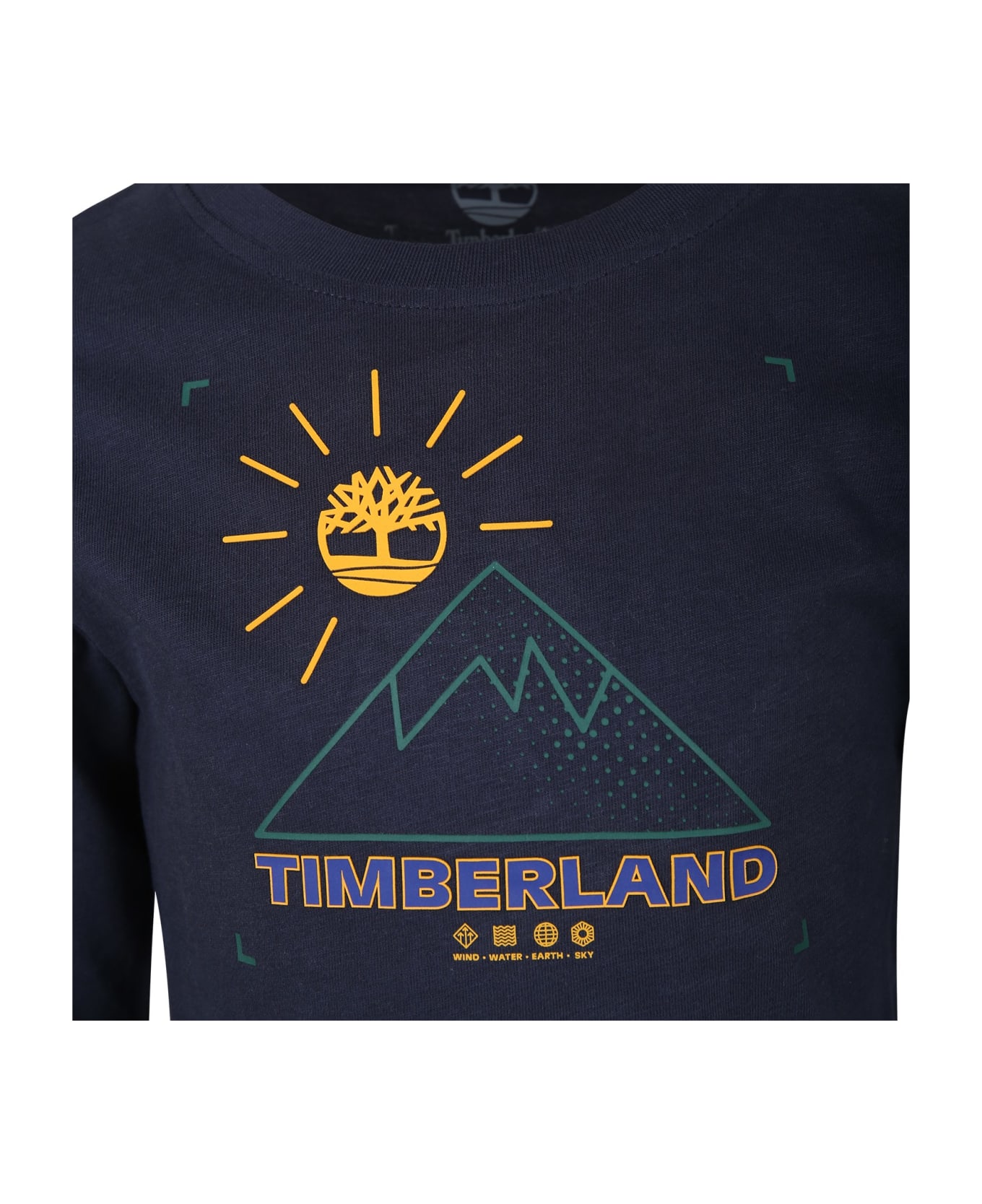 Timberland Blue T-shirt For Boy With Logo - Blue Tシャツ＆ポロシャツ