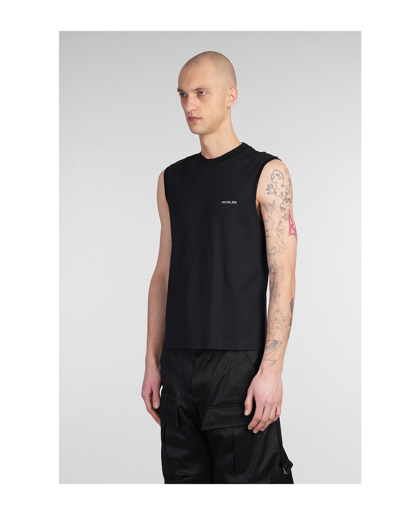Mugler Tank Top In Black Cotton - black