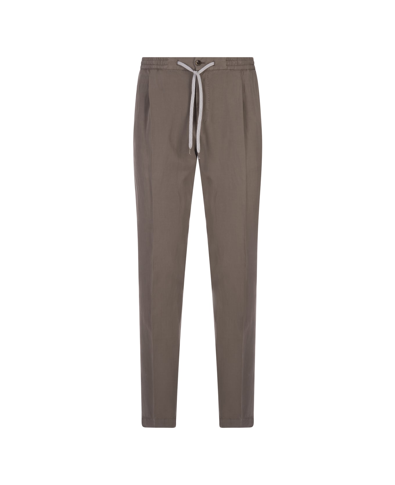 PT01 Mud Linen Blend Soft Fit Trousers - Tortora