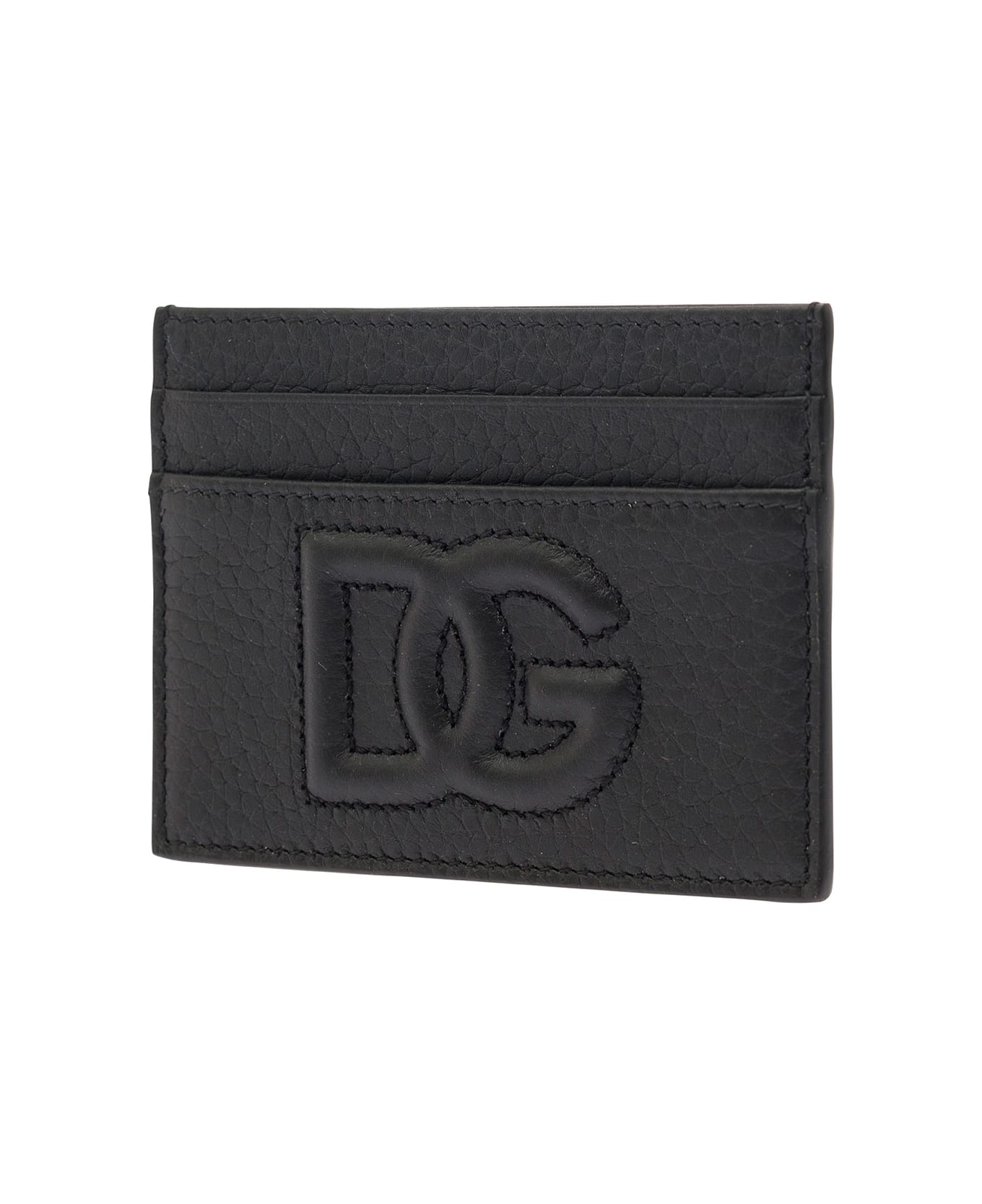 Dolce & Gabbana Black Card-holder With Quilted Logo In Leather Man - Black