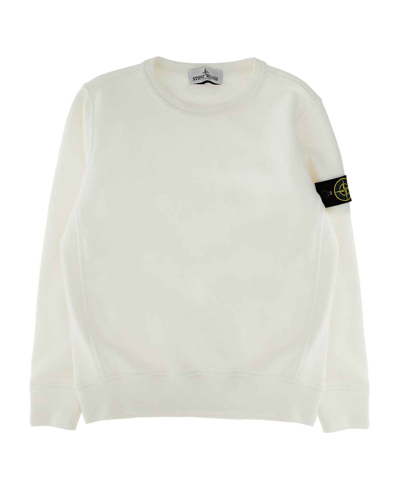 Stone Island Junior Logo Badge Sweatshirt - White