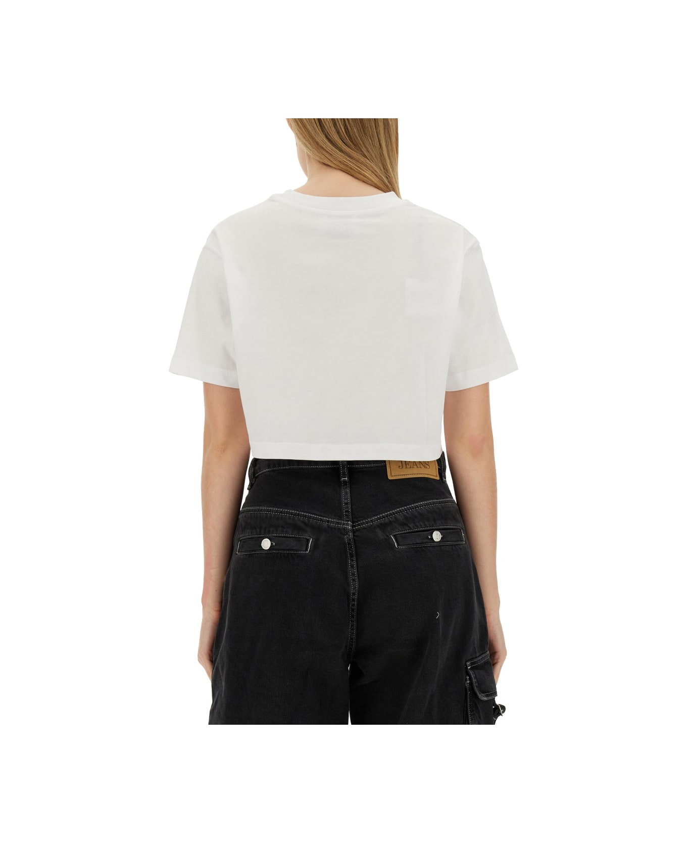 M05CH1N0 Jeans Cropped T-shirt - WHITE