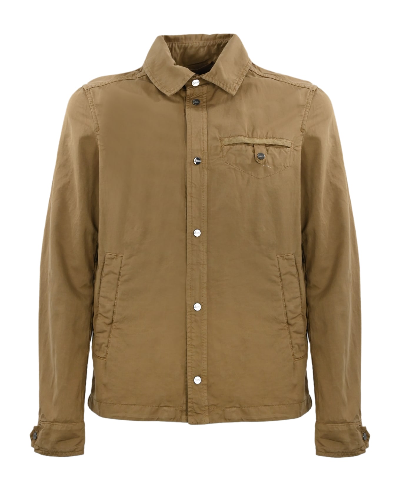 Herno Jacket In Cotton And Linen Blend - Cammello