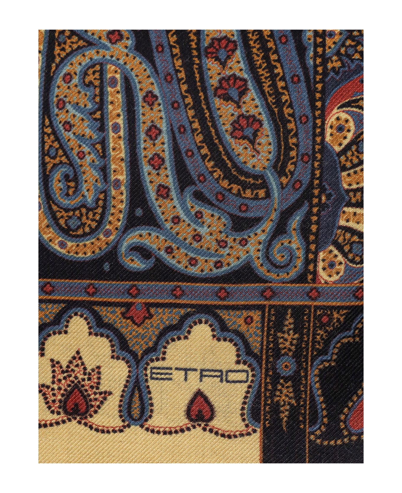 Etro Boheme
 Black Silk Blend Scarf - Black