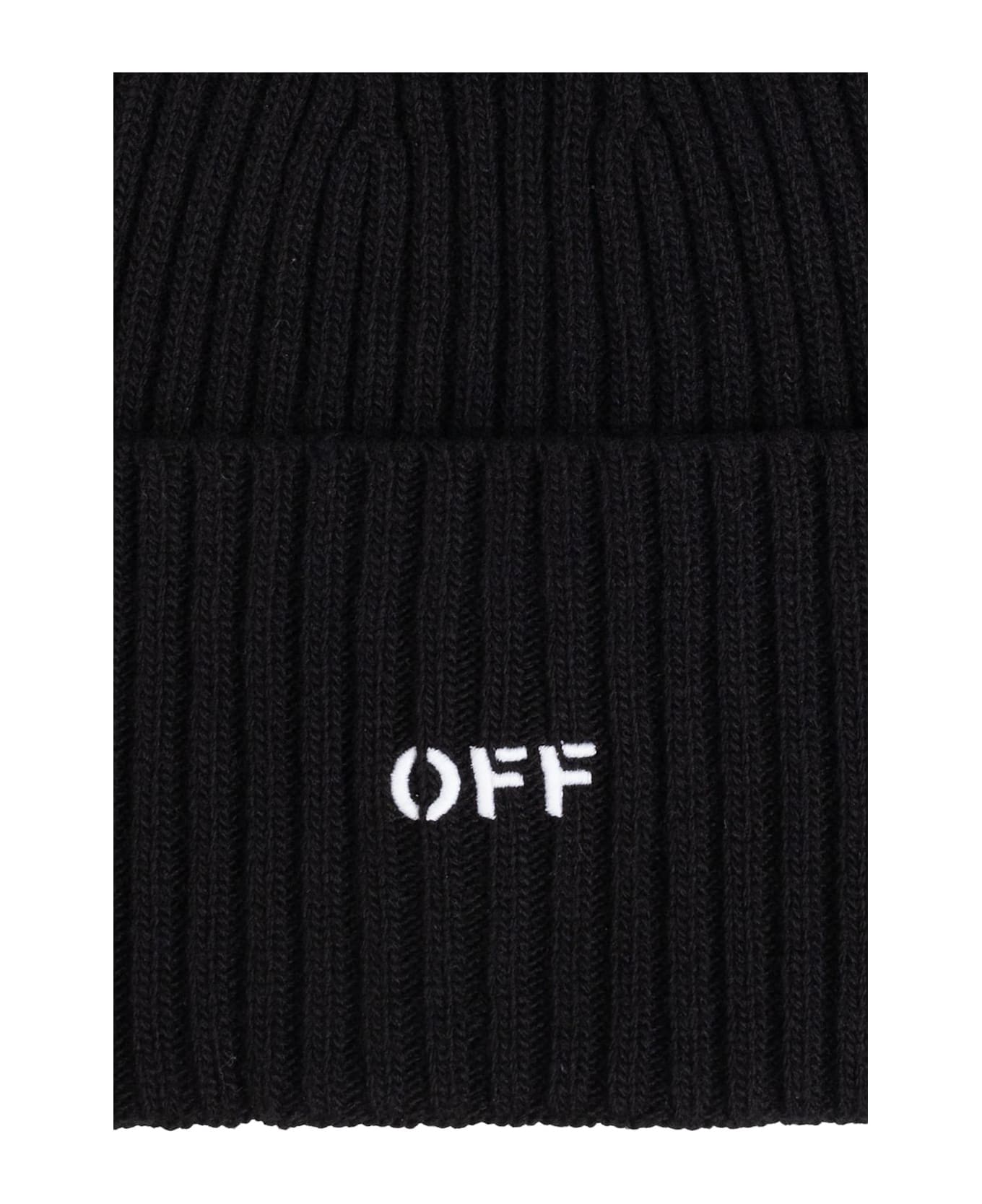 Off-White Off Stamp Turn-up Brim Beanie - BLACK