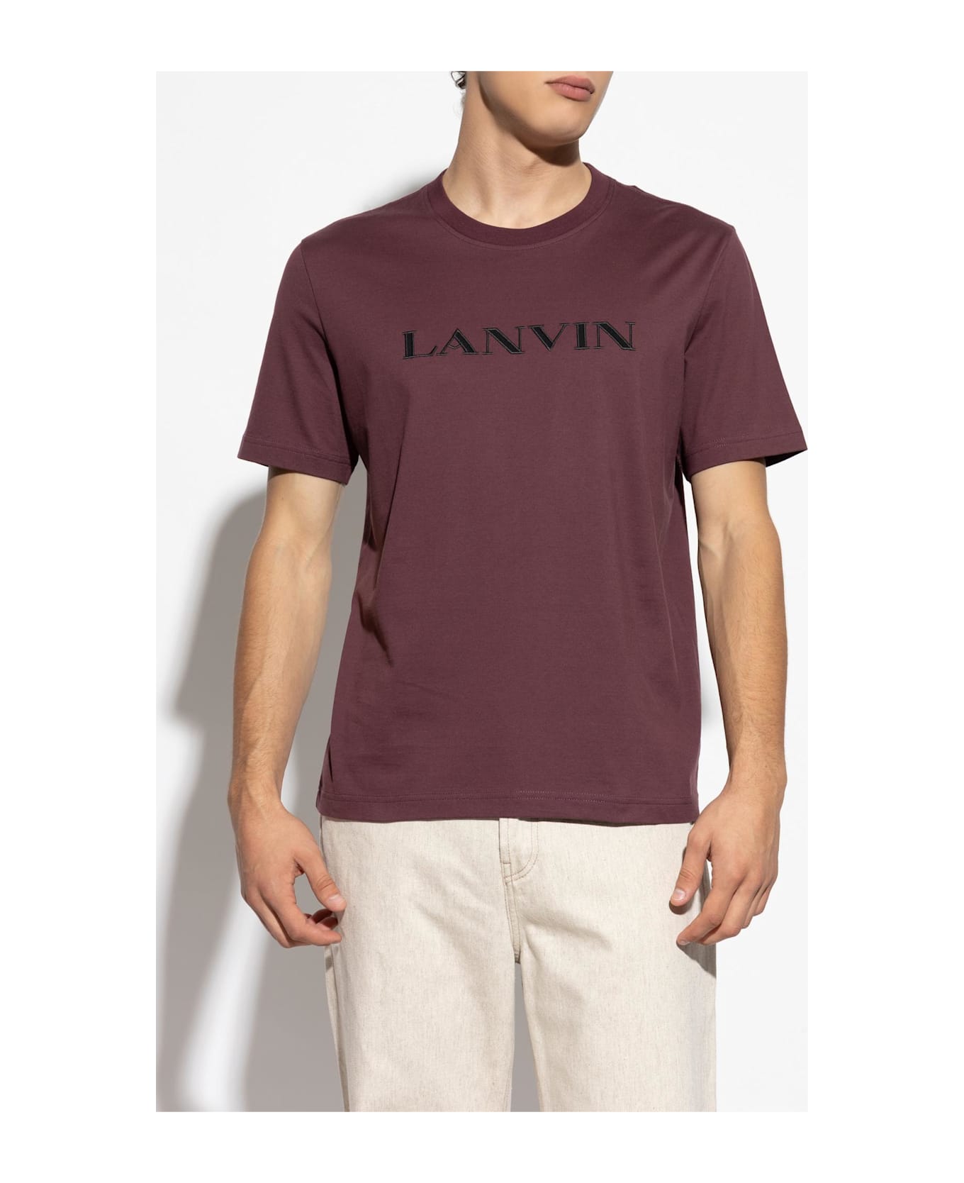 Lanvin T-shirt With Embroidered Logo - BORDEAUX