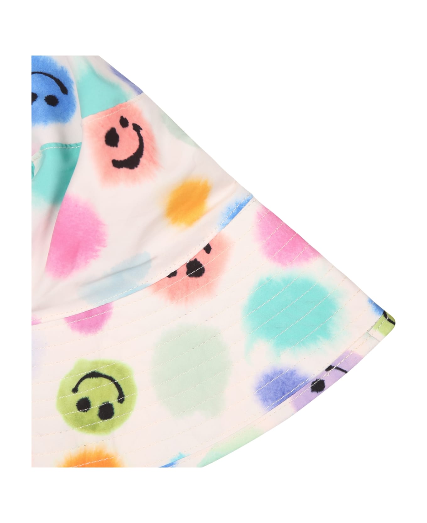 Molo White Cloche For Babykids With Smiley - Multicolor アクセサリー＆ギフト
