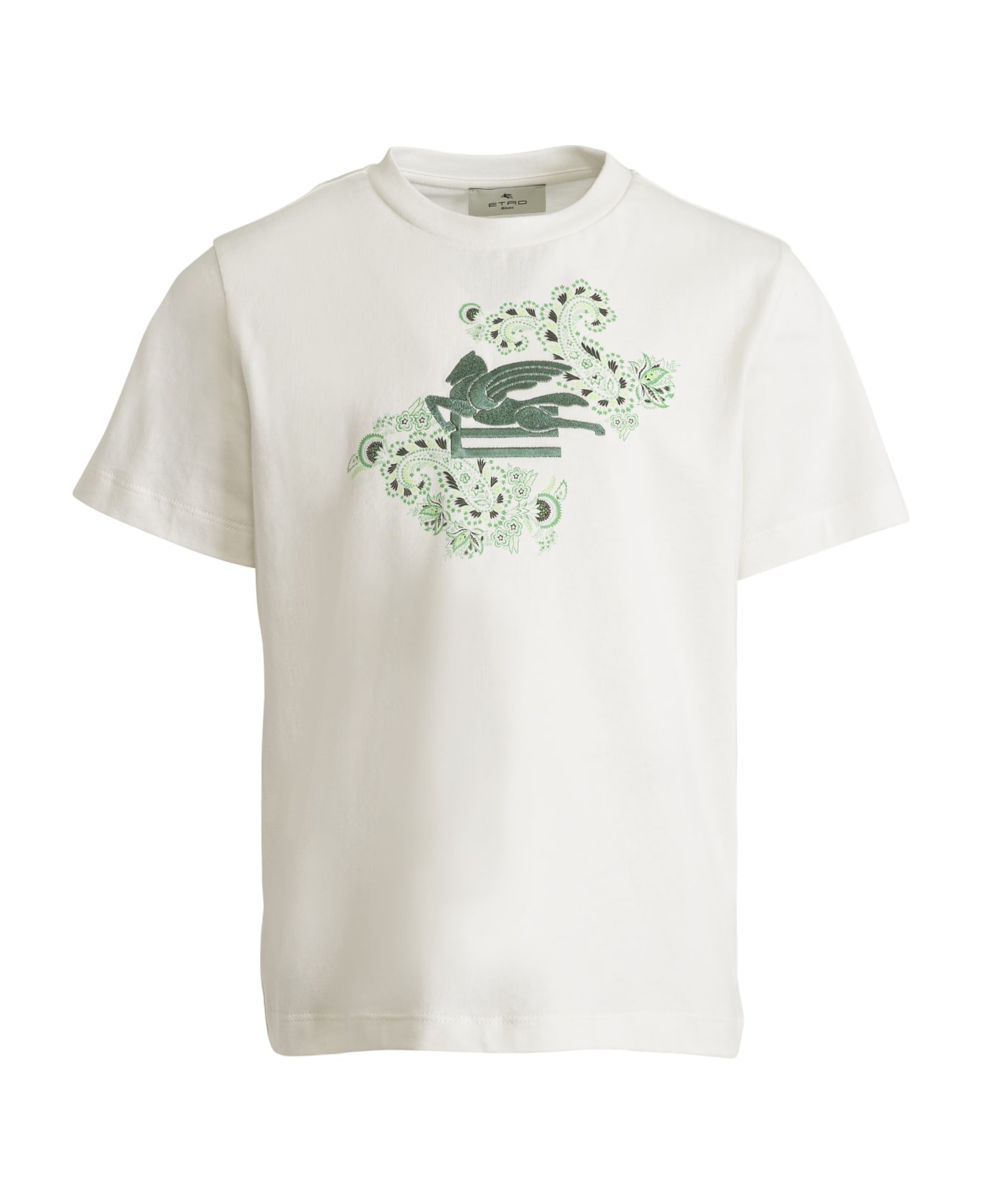 Etro T-shirt With Pegasus Motif - Cream