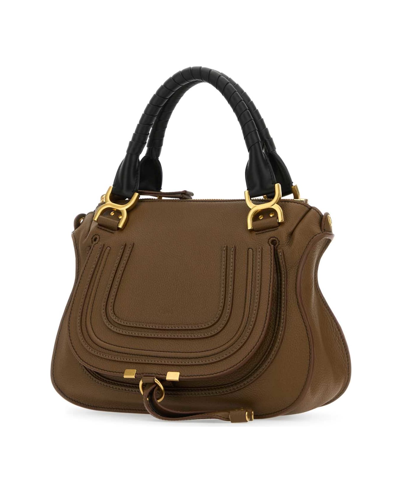 Chloé Brown Leather Small Marcie Handbag - PALMBROWN