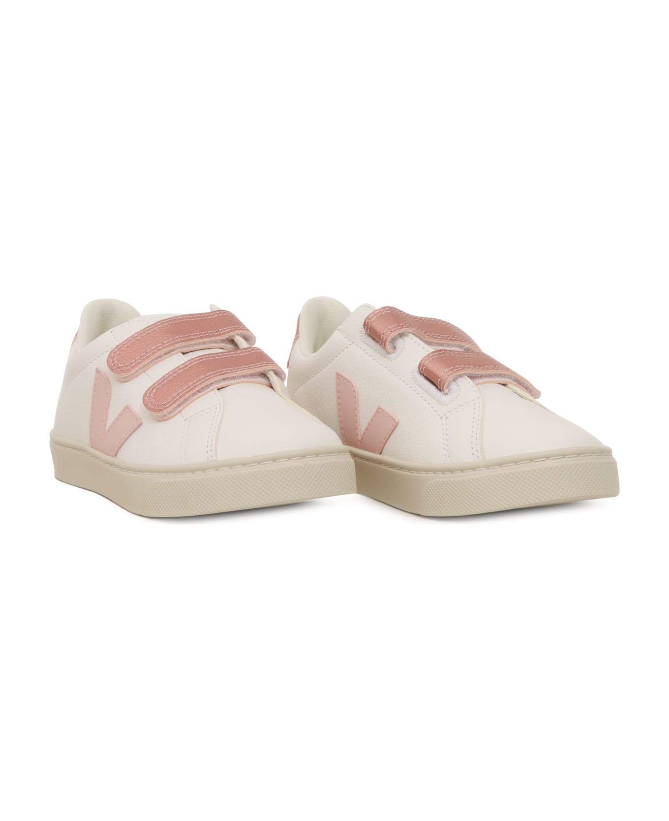 Veja Small Esplar Chromefree Leather Extra-white_petale_nacre Sneakers - WHITE