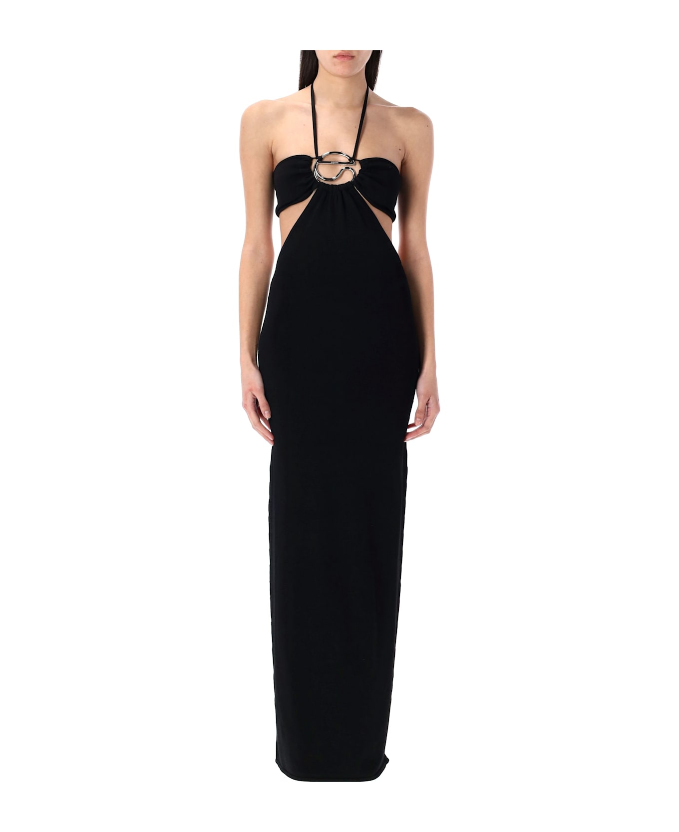 Coperni Knitted Halter Long Dress - BLACK