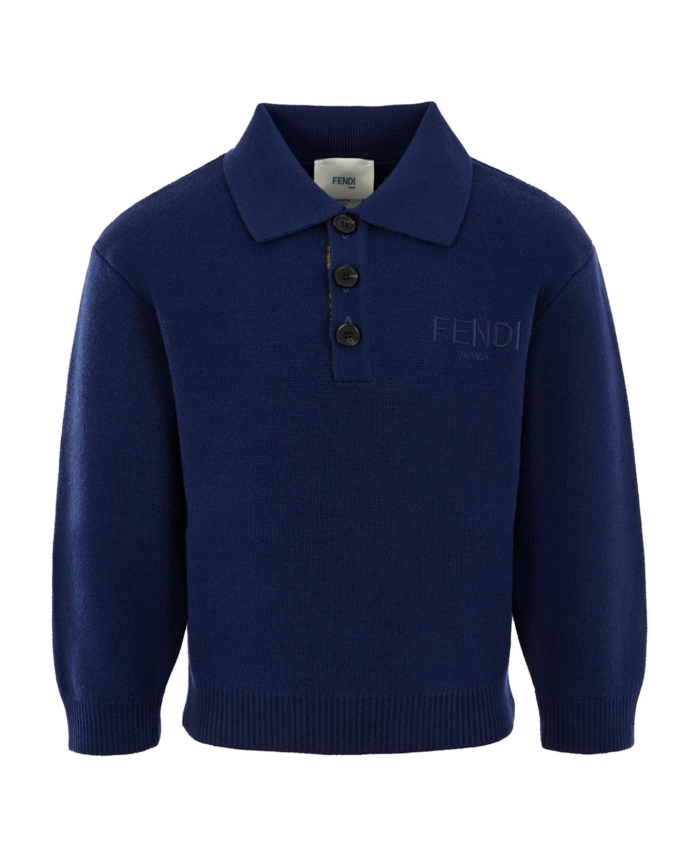 Fendi Blue Polo Shirt For Boy With Logo - Blue