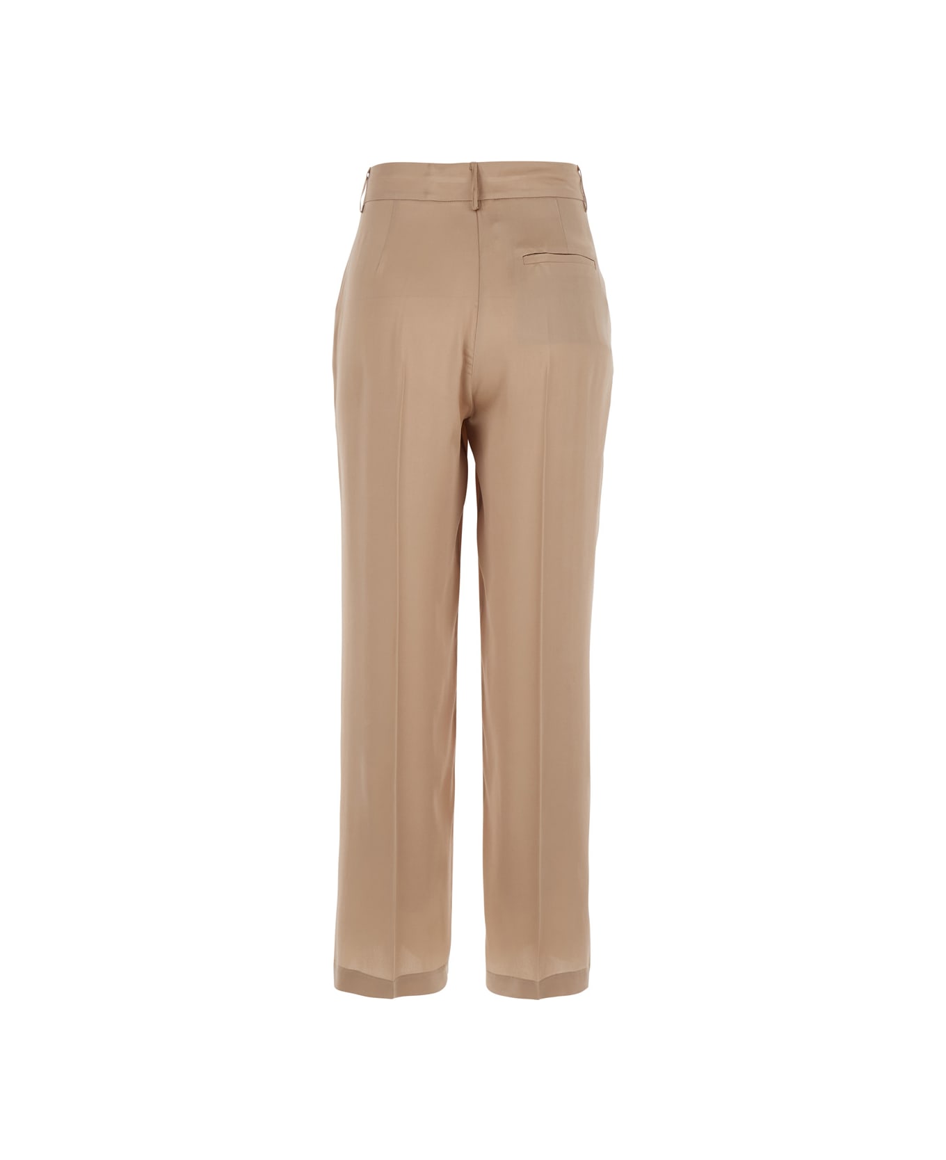 SEMICOUTURE Beige Satin Finish Trousers In Acetate And Silk Blend Woman - Beige