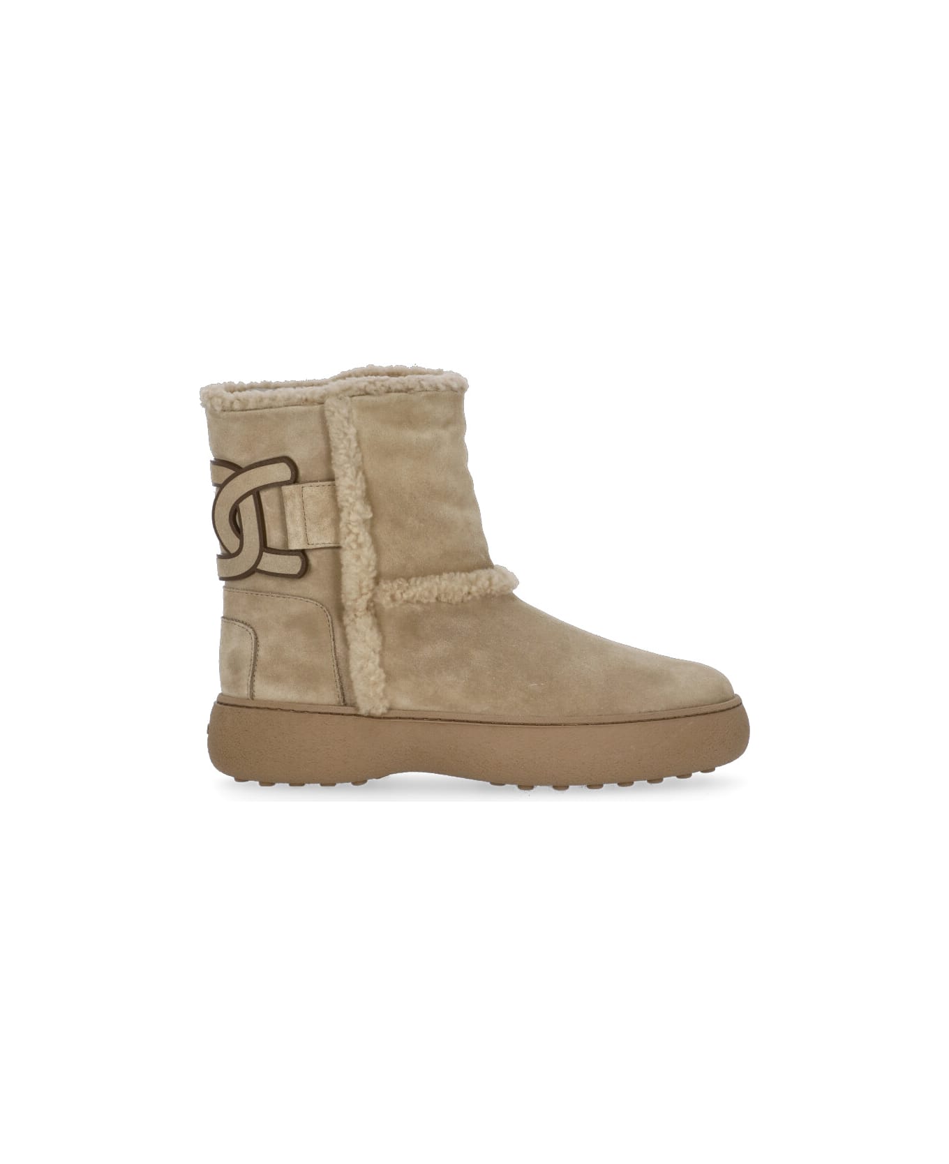 Tod's Suede And Sheepskin Ankle Boot - Beige